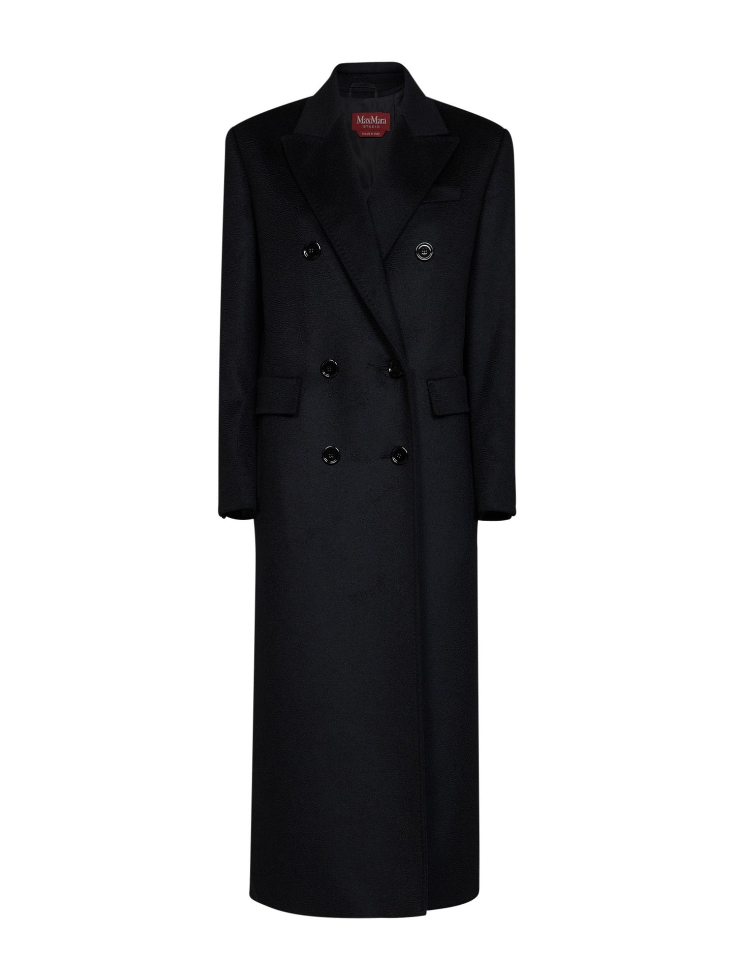 Max Mara Studio Women Black Msteffige Tuxedo-Style Long Coat MAX MARA STUDIO