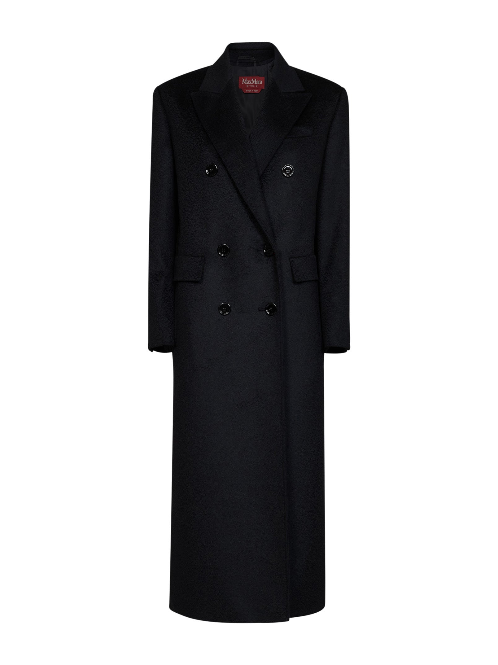Max Mara Studio Women Black Msteffige Tuxedo-Style Long Coat MAX MARA STUDIO
