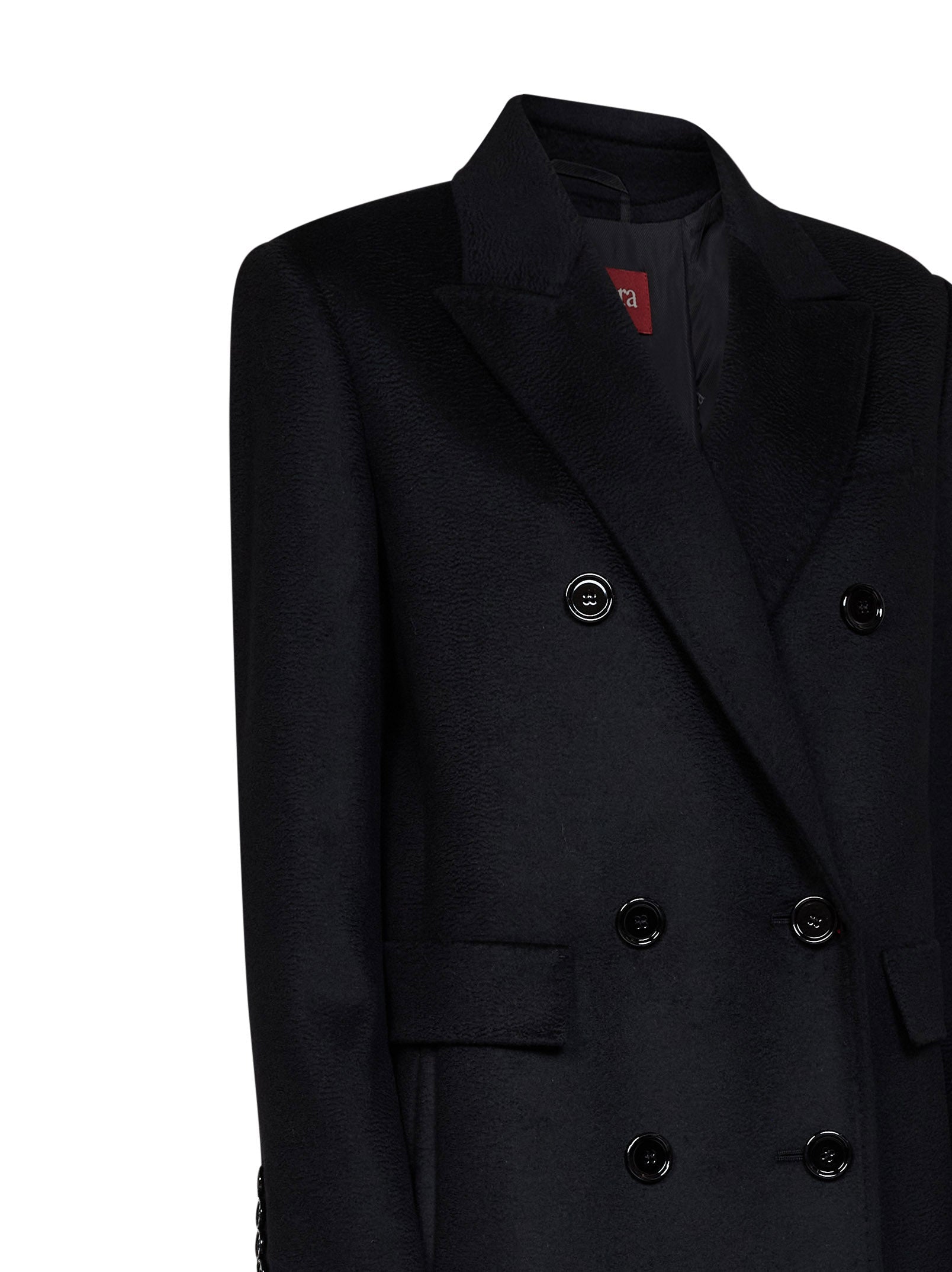 Max Mara Studio Women Black Msteffige Tuxedo-Style Long Coat MAX MARA STUDIO