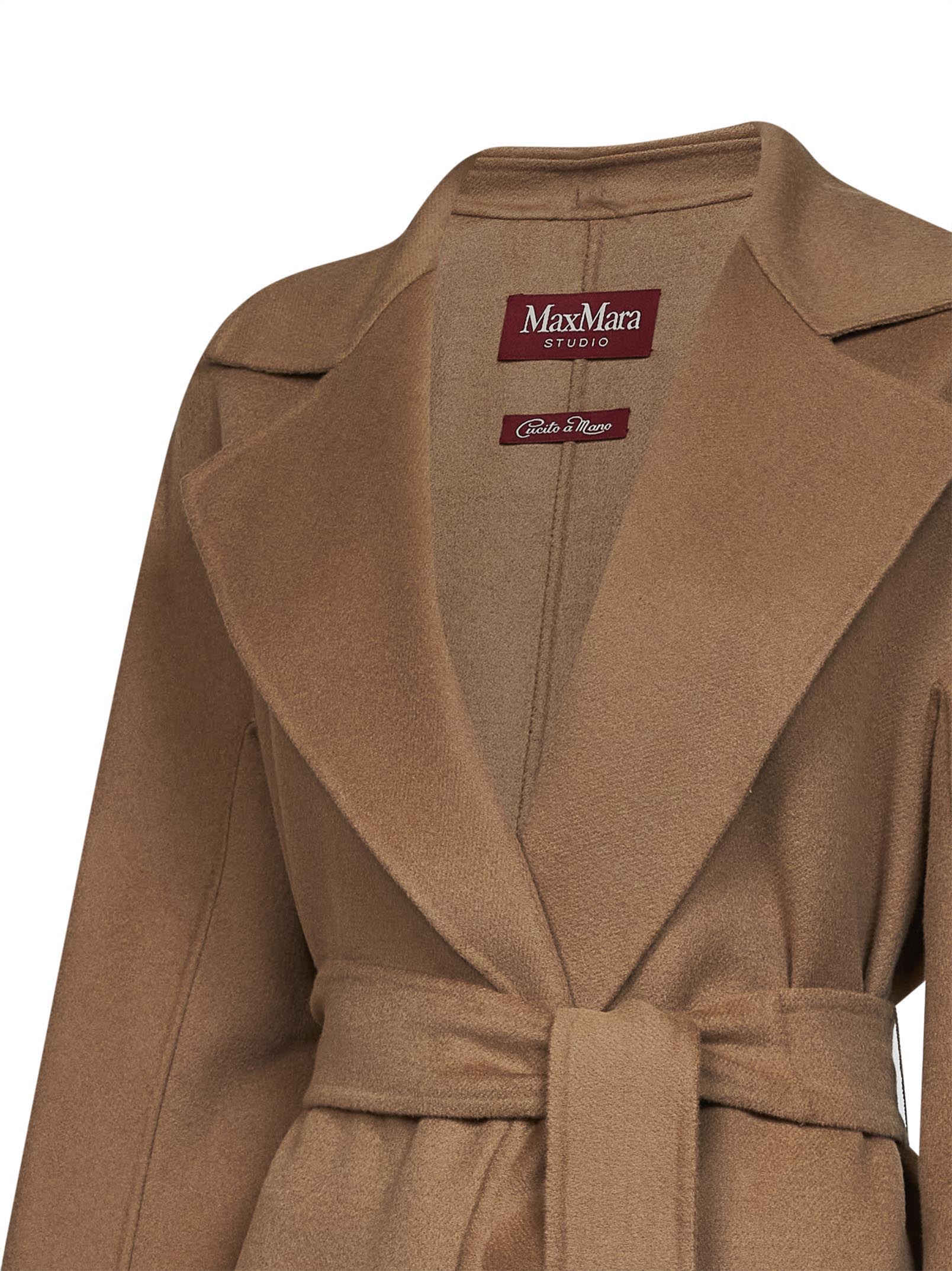 Max Mara Studio Women Camel Mstcles Long Wrap Coat MAX MARA STUDIO