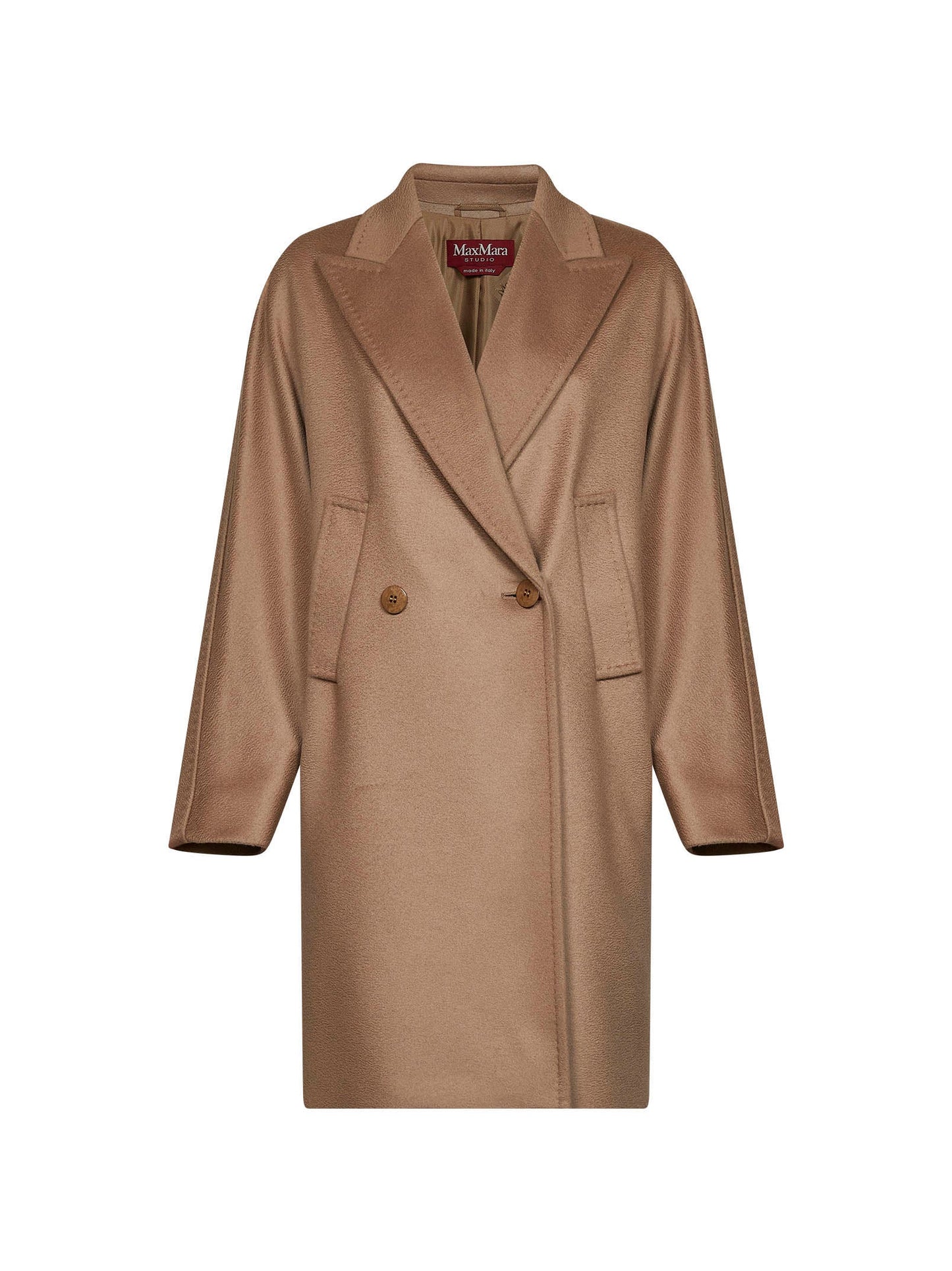 Max Mara Studio Women Camel Mstmastro Double-Breasted Midi Coat MAX MARA STUDIO