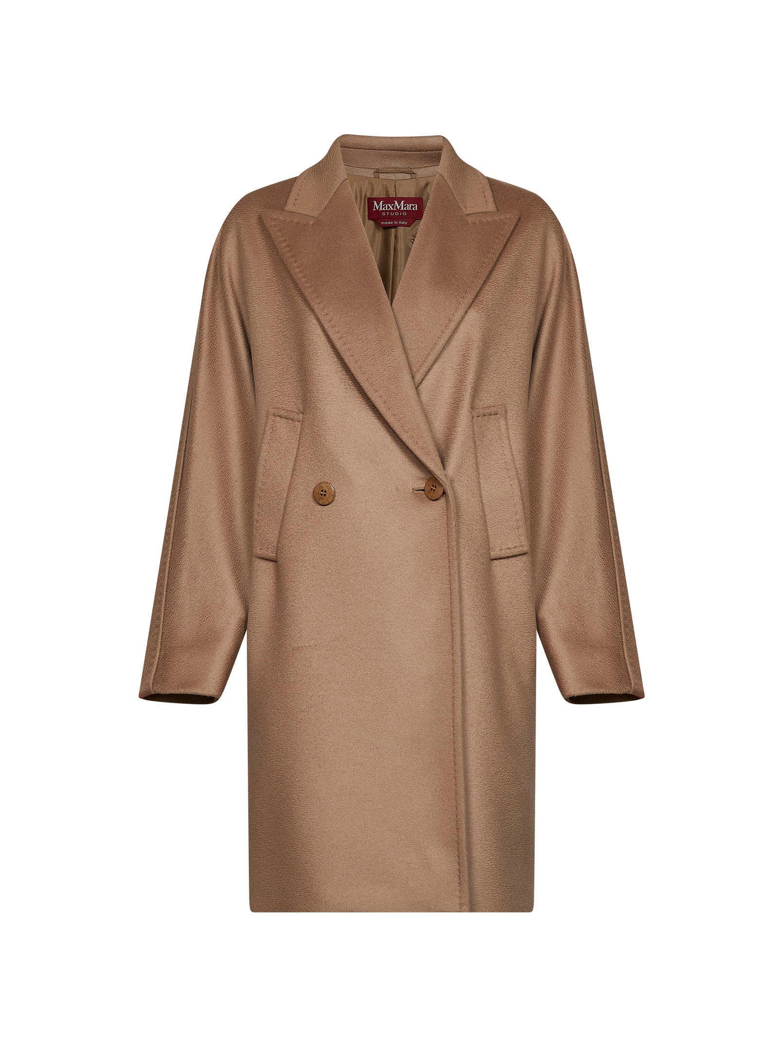 Max Mara Studio Women Camel Mstmastro Double-Breasted Midi Coat MAX MARA STUDIO