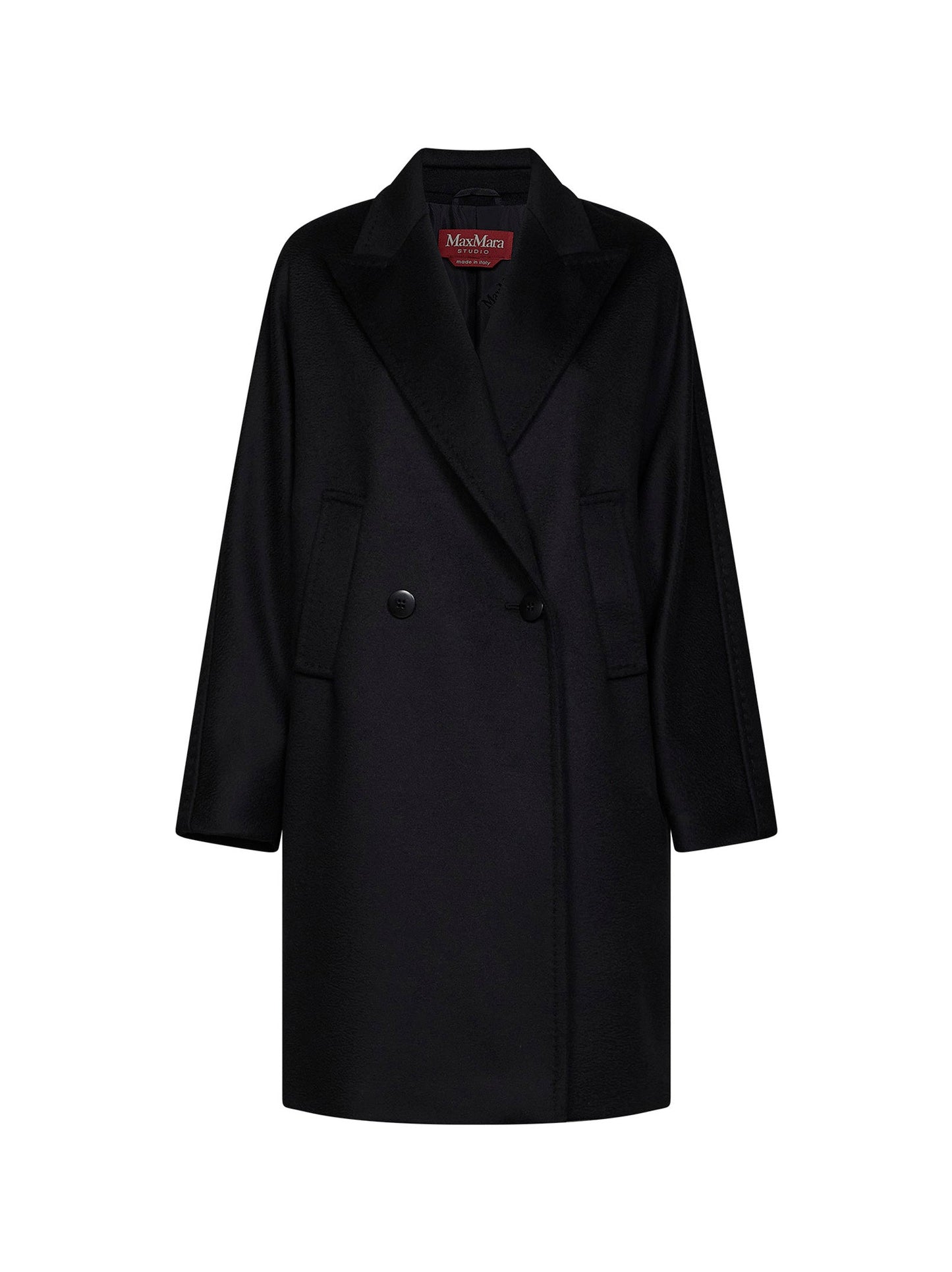 Max Mara Studio Women Black Mstmastro Double-Breasted Midi Coat MAX MARA STUDIO