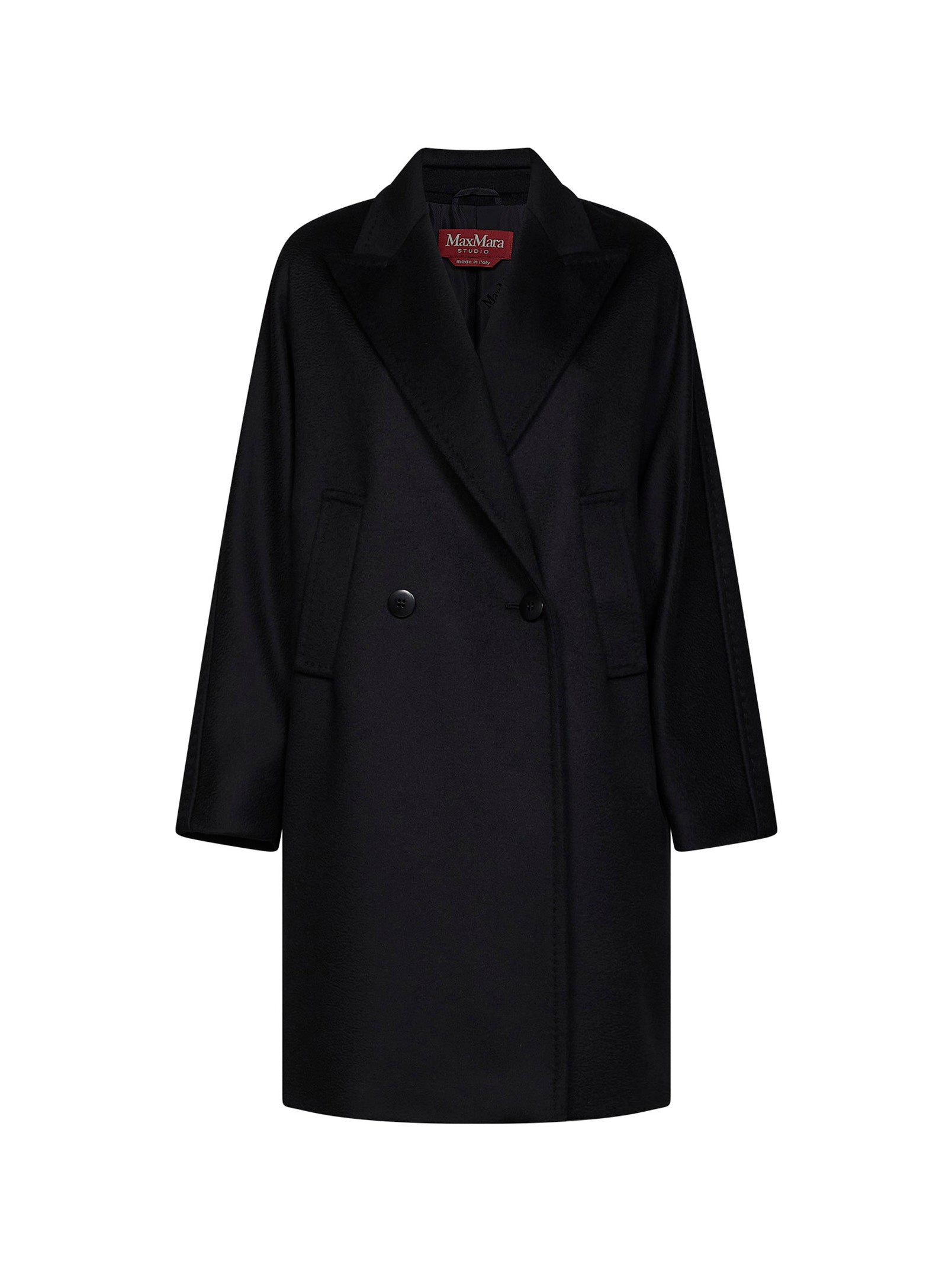 Max Mara Studio Women Black Mstmastro Double-Breasted Midi Coat MAX MARA STUDIO
