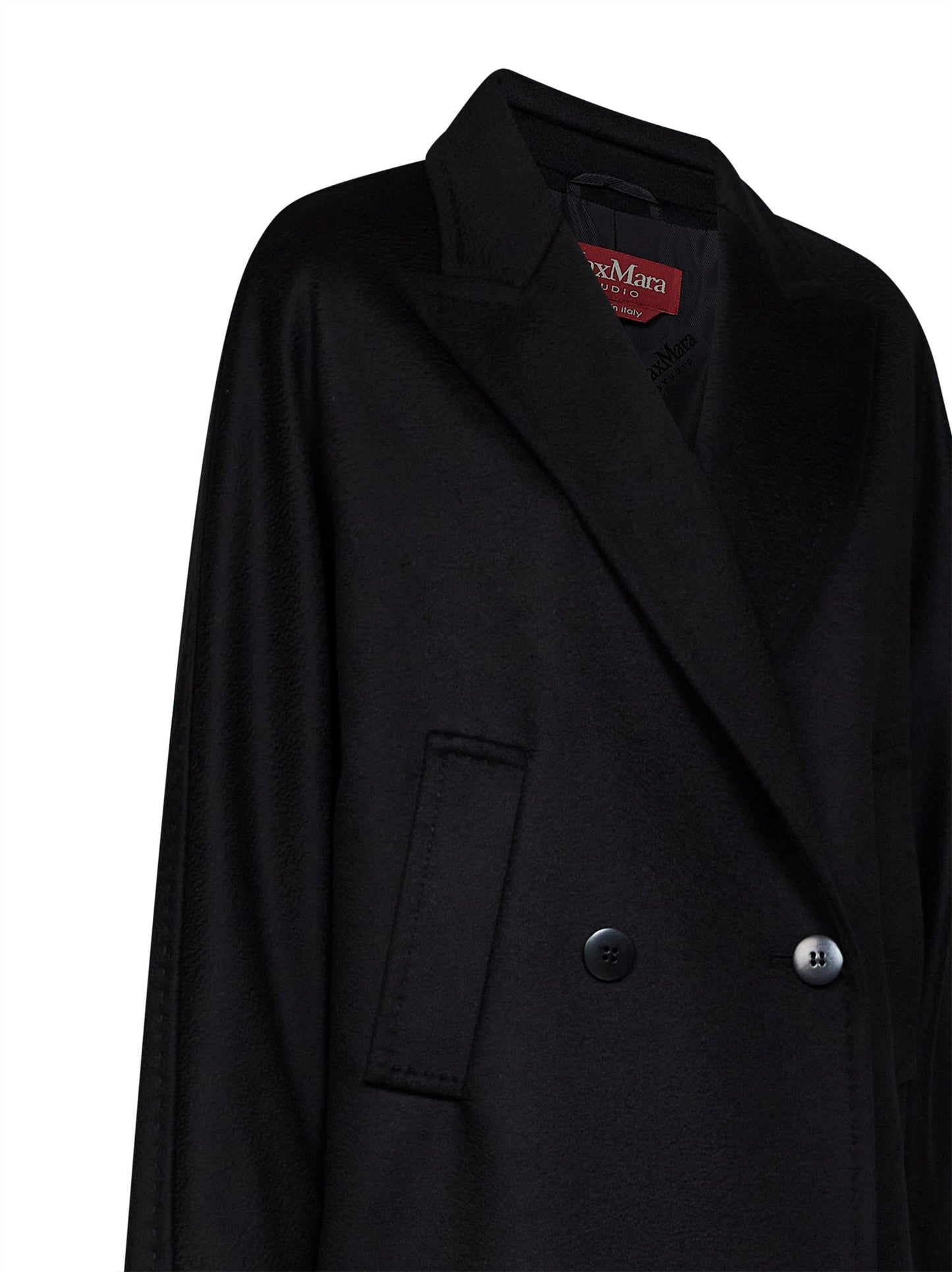 Max Mara Studio Women Black Mstmastro Double-Breasted Midi Coat MAX MARA STUDIO