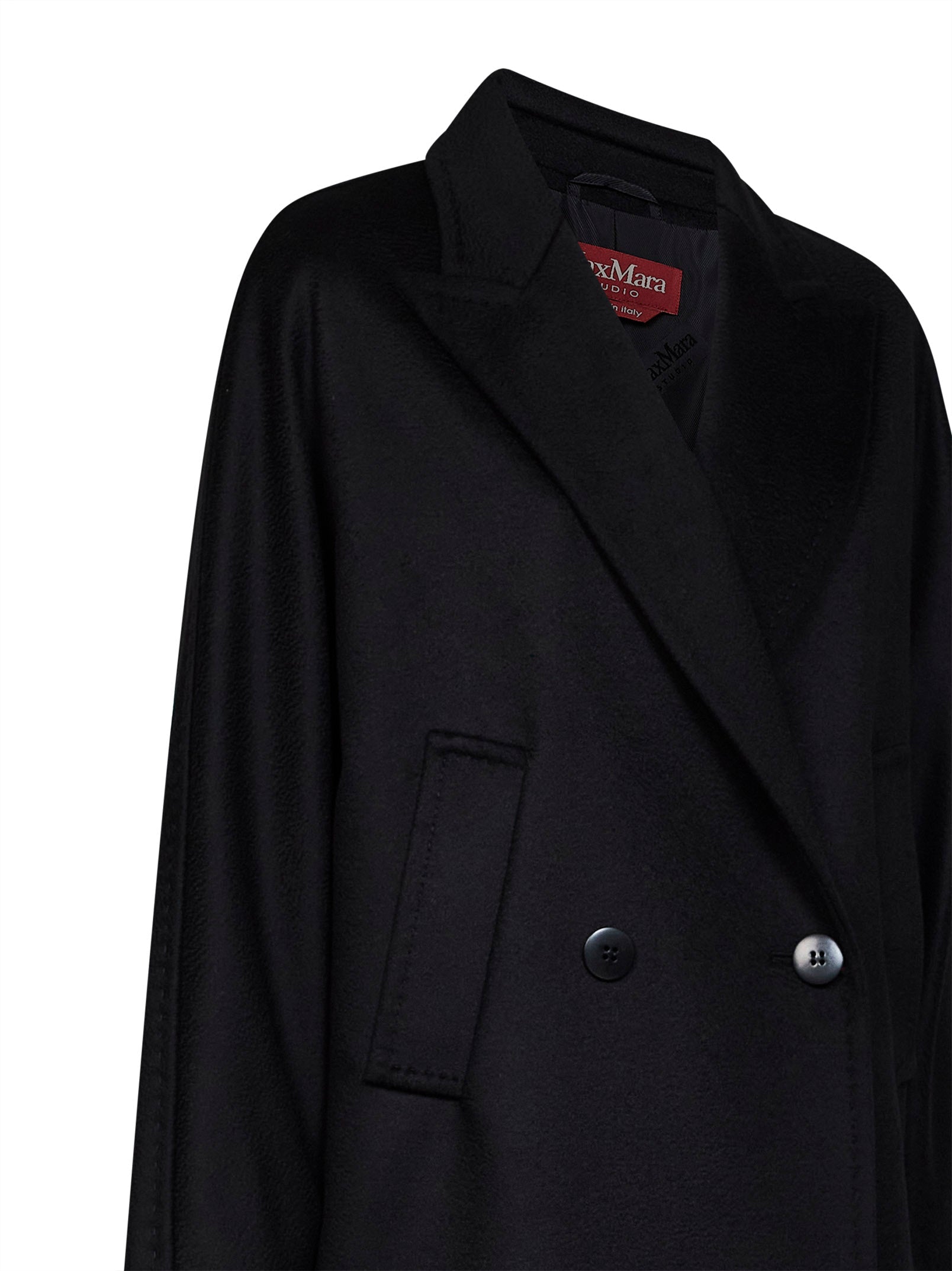 Max Mara Studio Women Black Mstmastro Double-Breasted Midi Coat MAX MARA STUDIO
