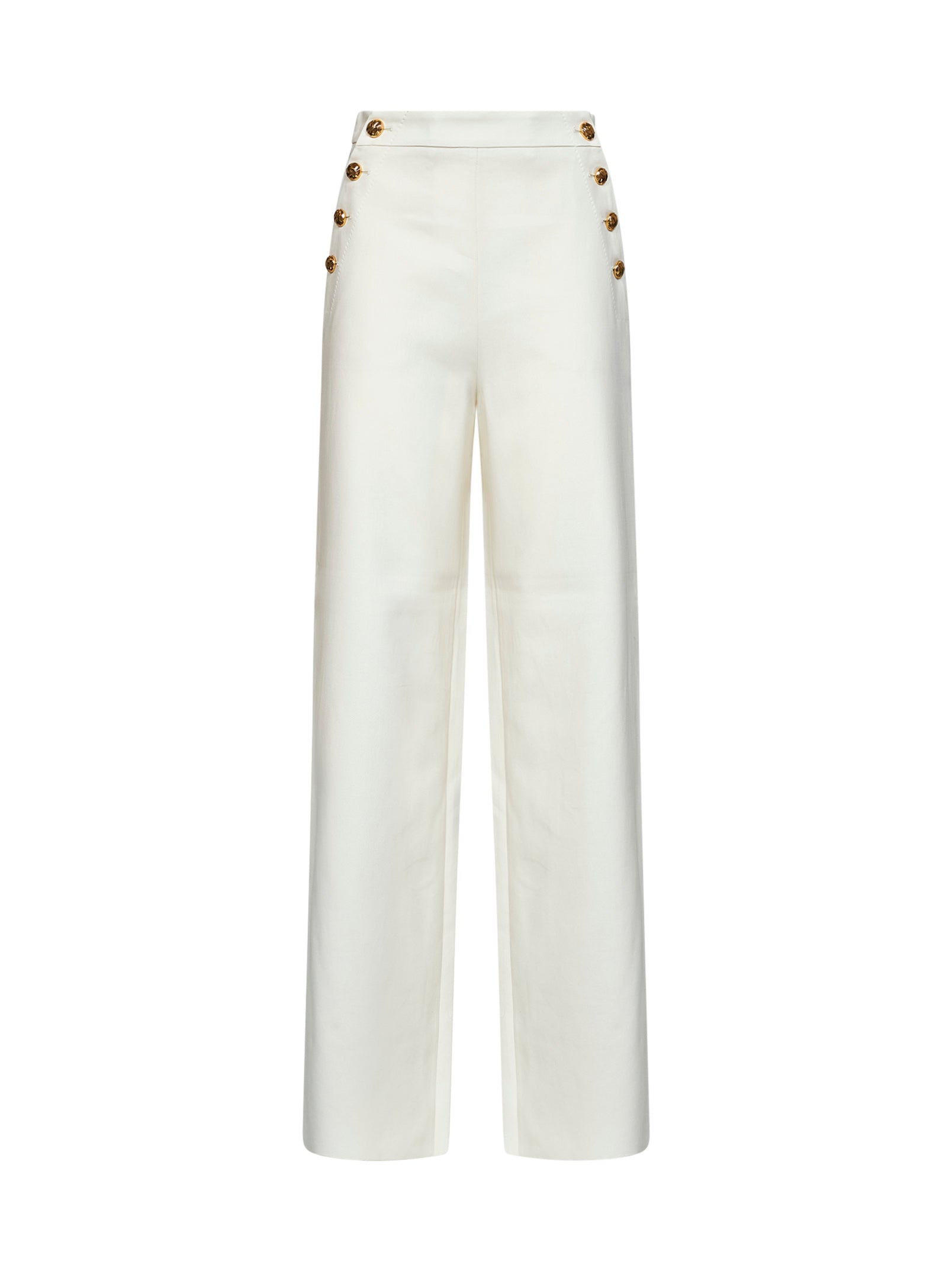 Max Mara Studio Women Ivory White Cotton Mstbetulla Palazzo Trousers MAX MARA STUDIO