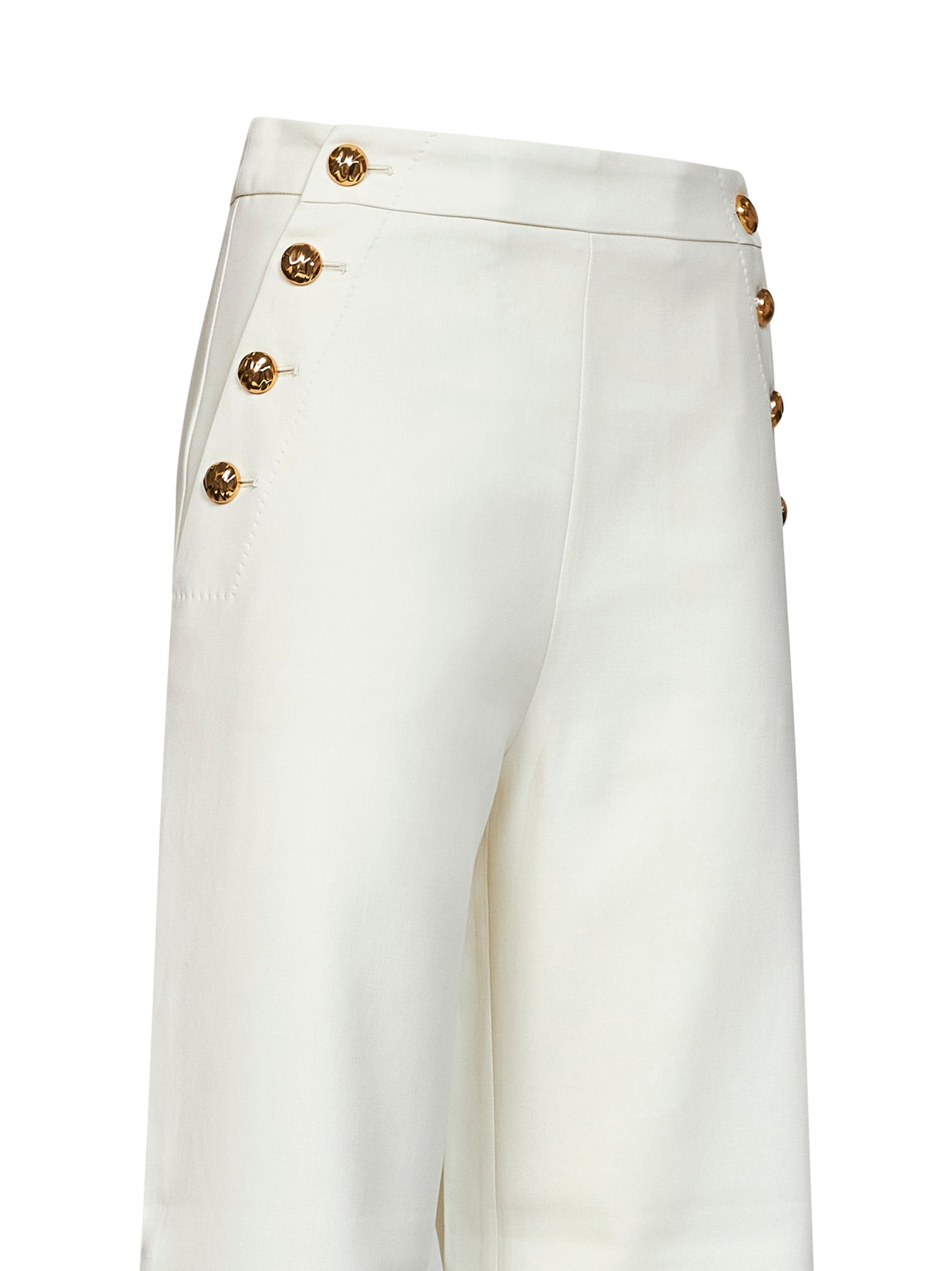 Max Mara Studio Women Ivory White Cotton Mstbetulla Palazzo Trousers MAX MARA STUDIO