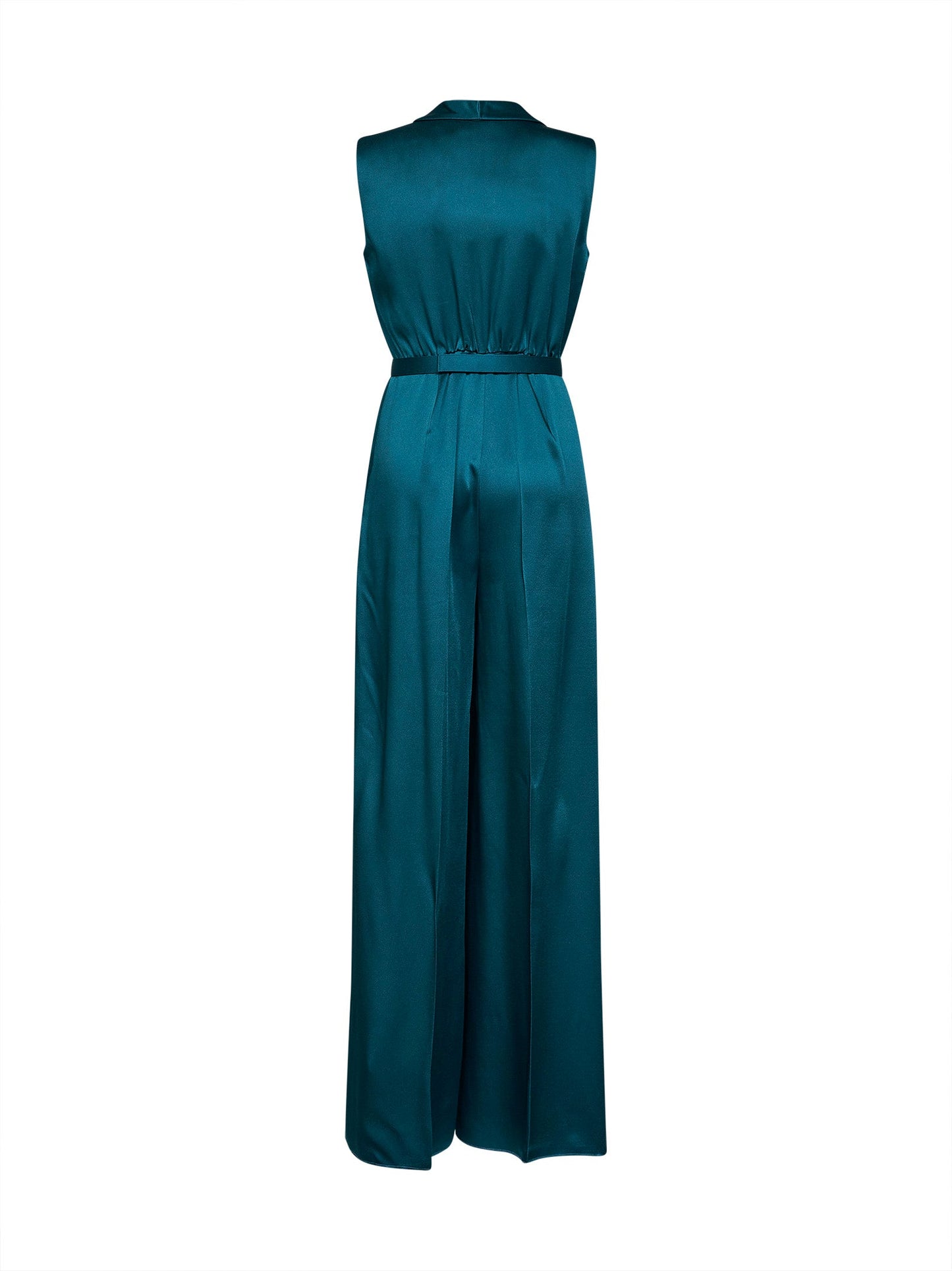 Max Mara Studio Women Oil Green Mseorario Belted Tuxedo Jumpsuit MAX MARA STUDIO