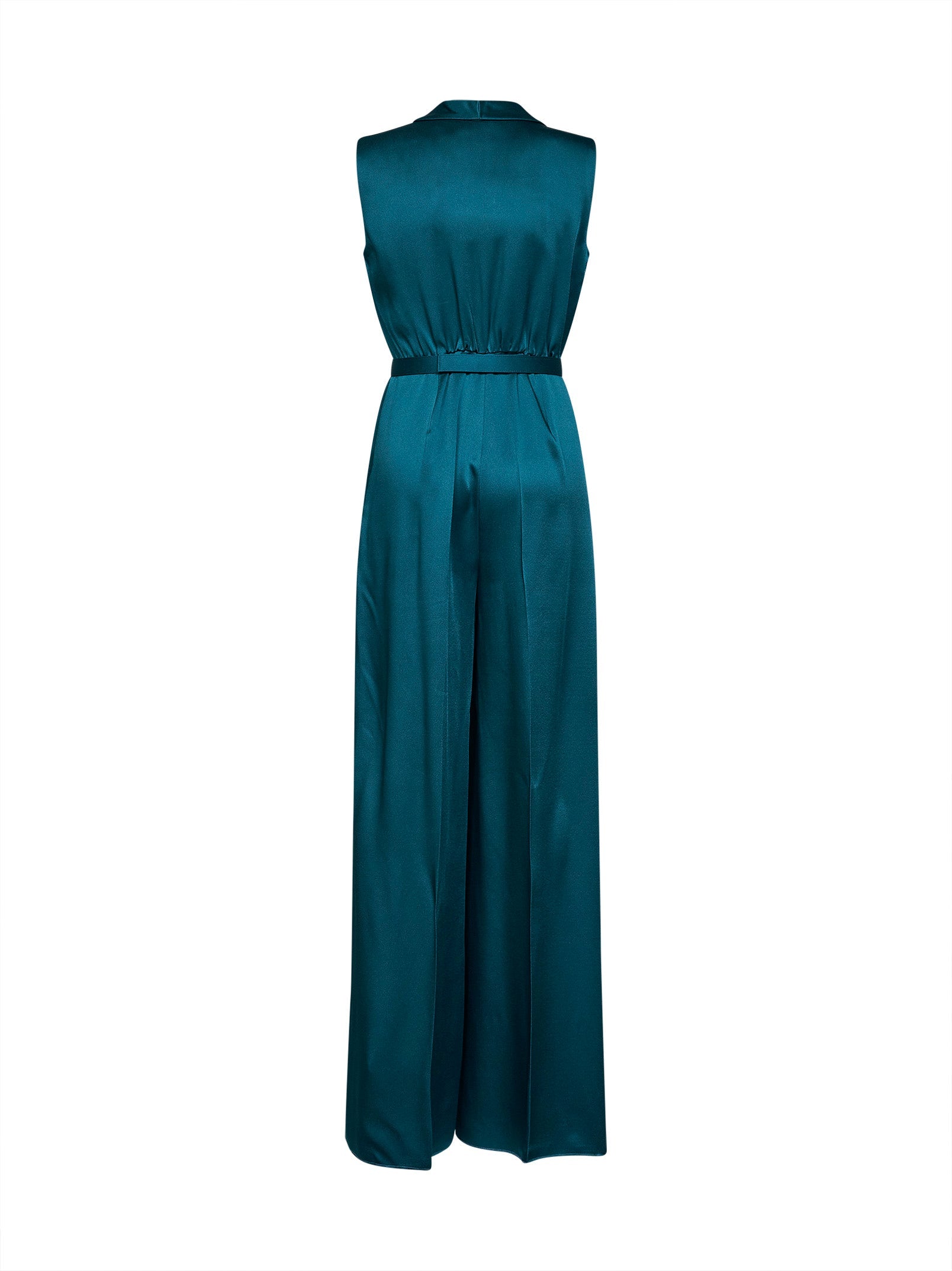 Max Mara Studio Women Oil Green Mseorario Belted Tuxedo Jumpsuit MAX MARA STUDIO