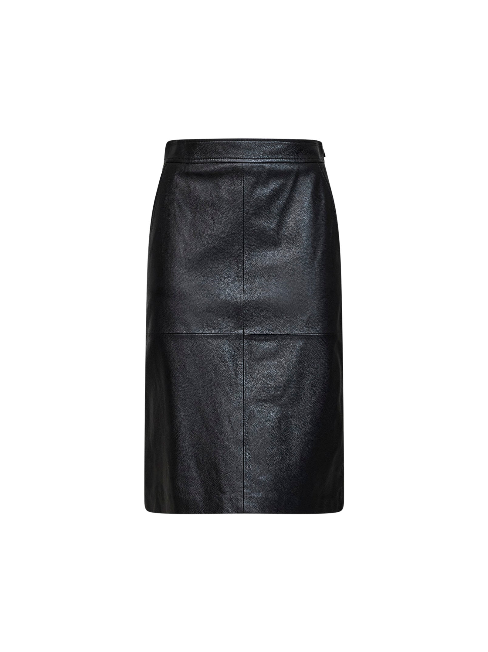 Max Mara Studio Women Black Hammered Nappa Leather Msttimore Pencil Skirt MAX MARA STUDIO