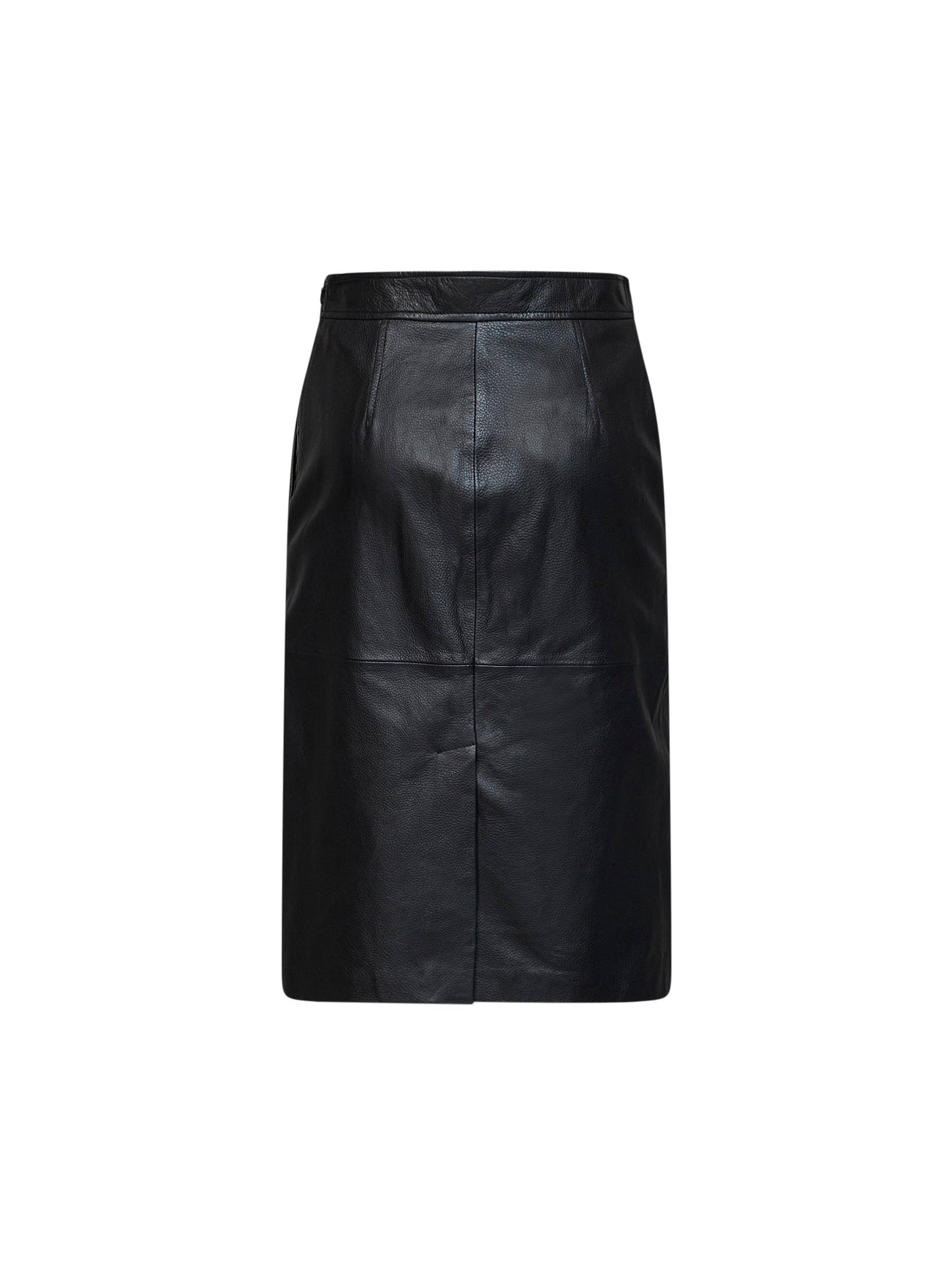 Max Mara Studio Women Black Hammered Nappa Leather Msttimore Pencil Skirt MAX MARA STUDIO