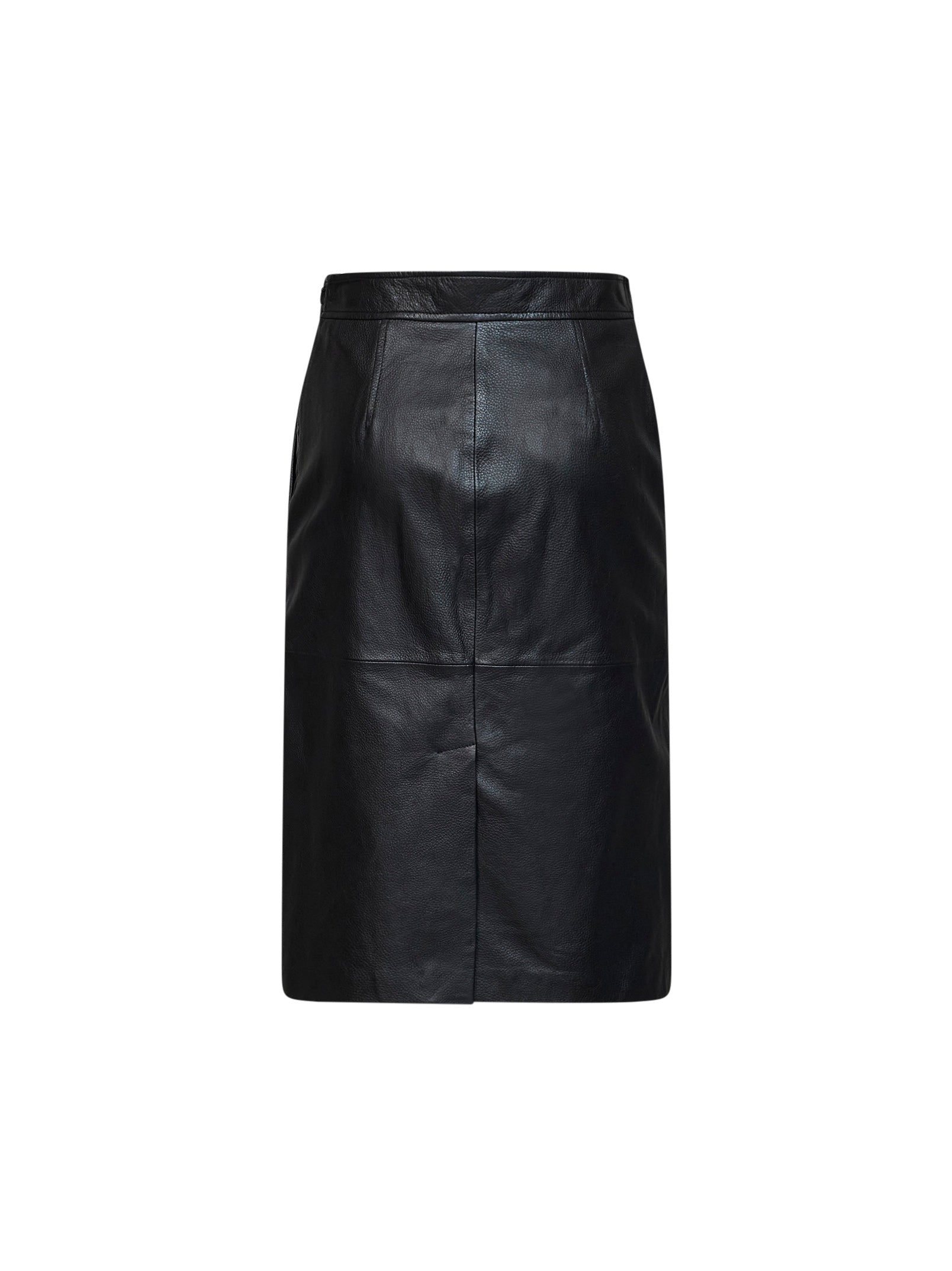 Max Mara Studio Women Black Hammered Nappa Leather Msttimore Pencil Skirt MAX MARA STUDIO