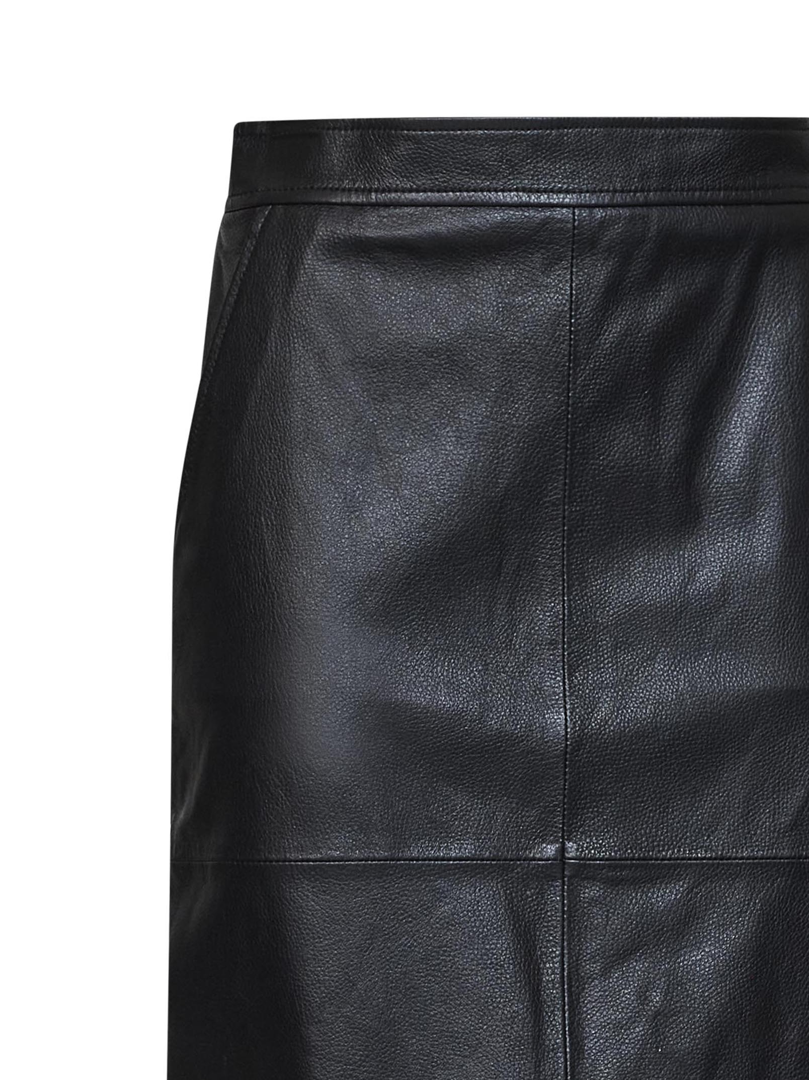 Max Mara Studio Women Black Hammered Nappa Leather Msttimore Pencil Skirt MAX MARA STUDIO