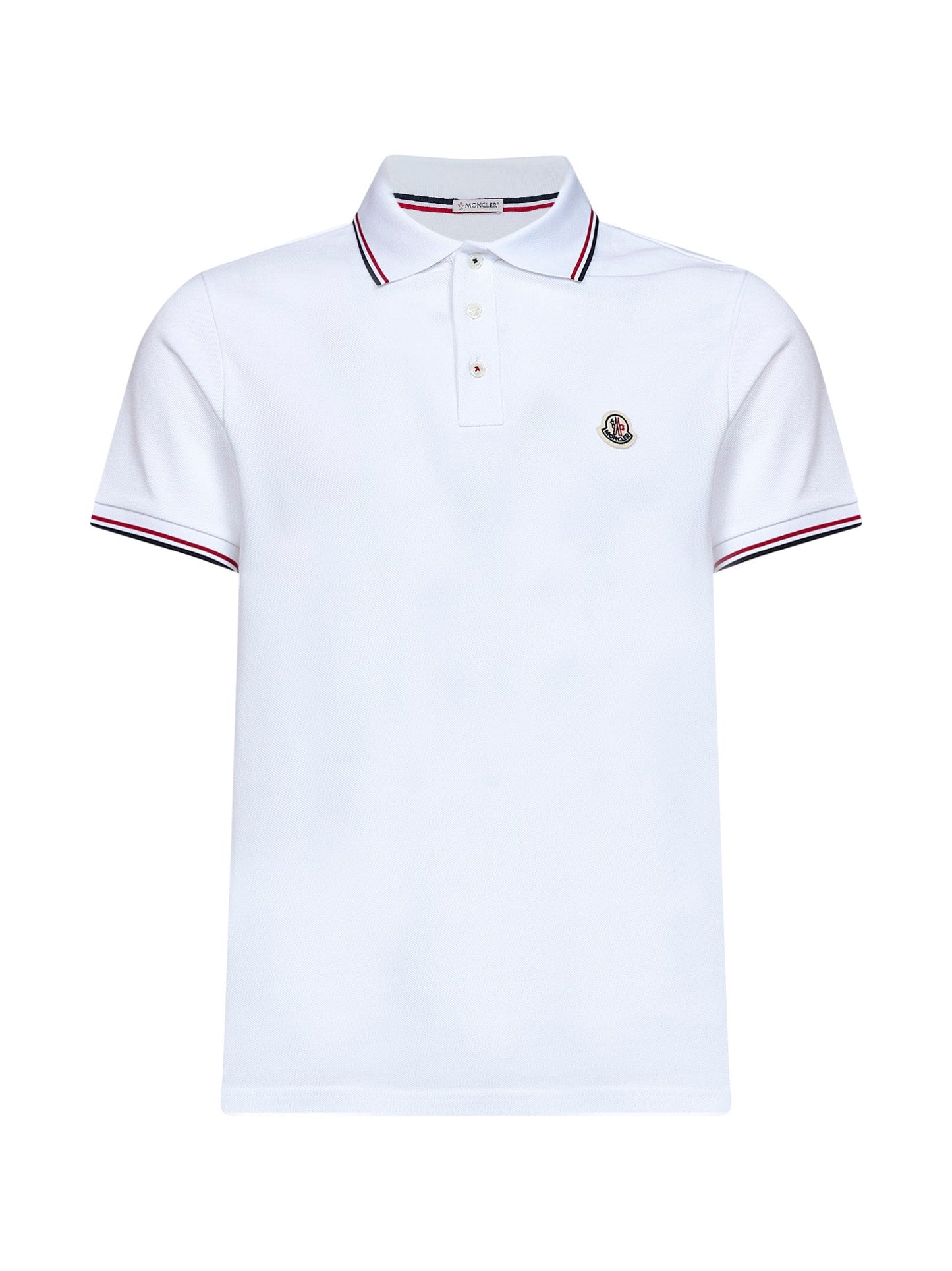 Moncler Men White Cotton Piqué Polo Shirt With Tricolor Trims MONCLER