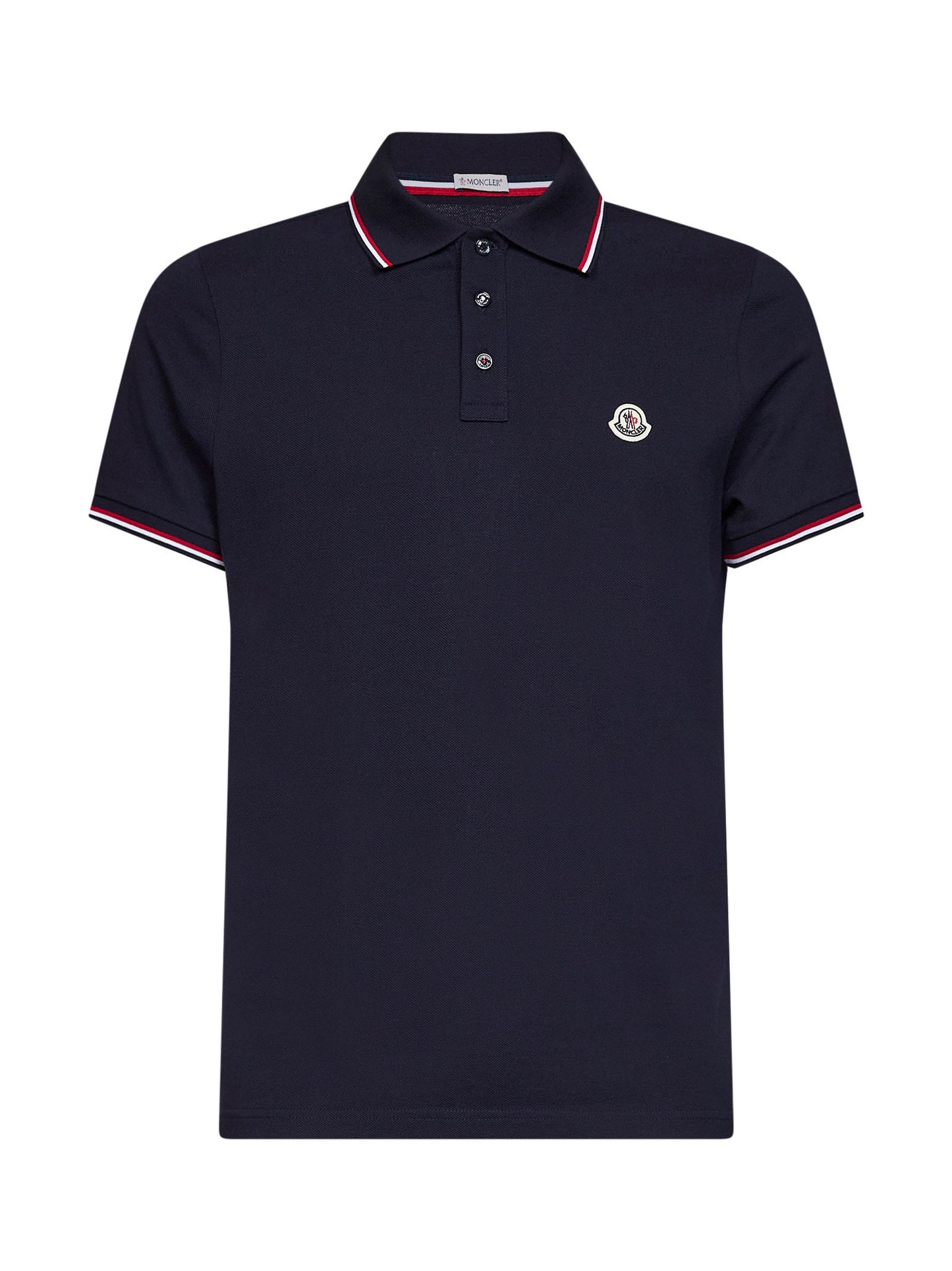Moncler Men Blue Cotton Piqué Polo Shirt With Tricolor Trims MONCLER