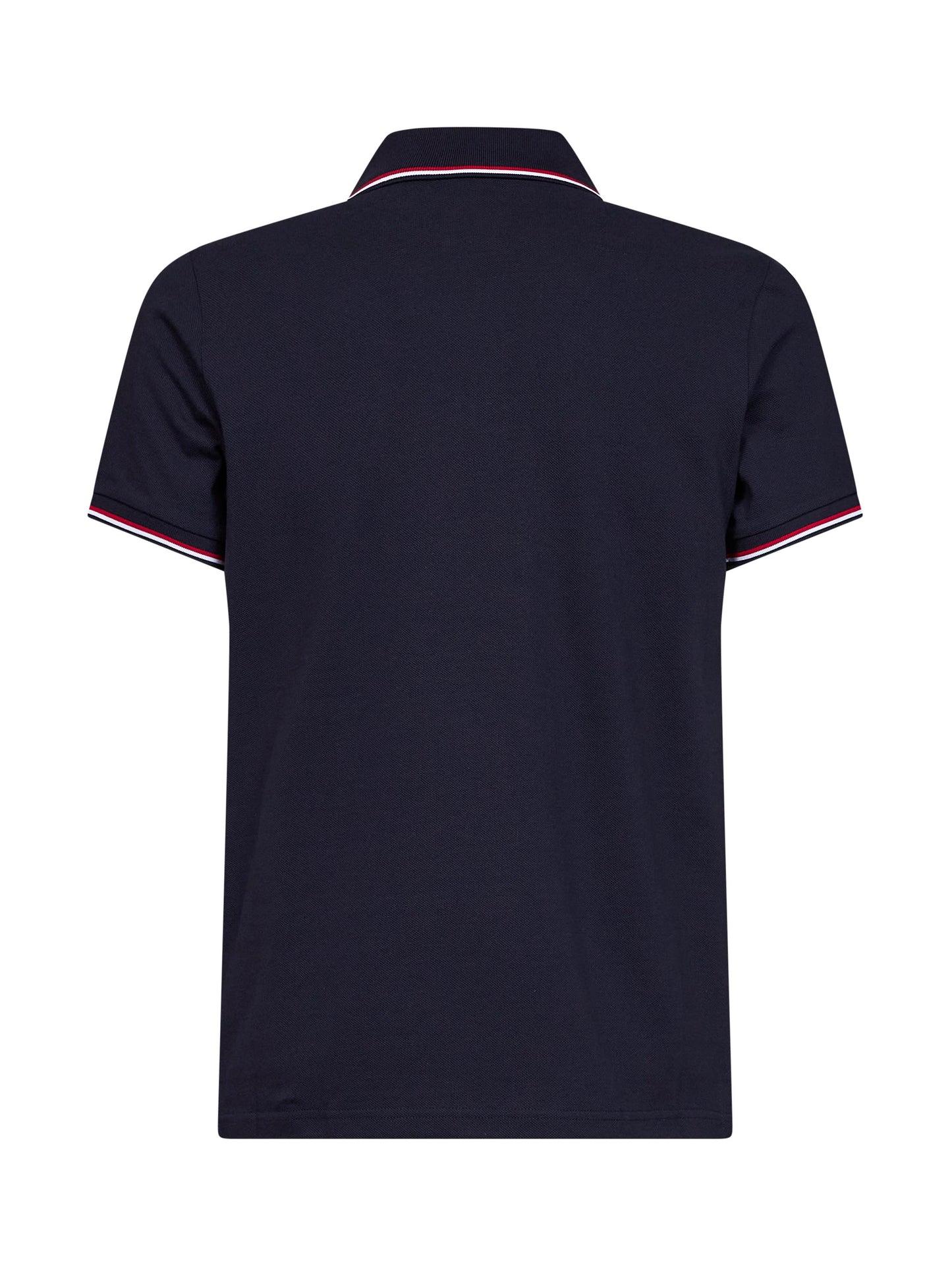 Moncler Men Blue Cotton Piqué Polo Shirt With Tricolor Trims MONCLER