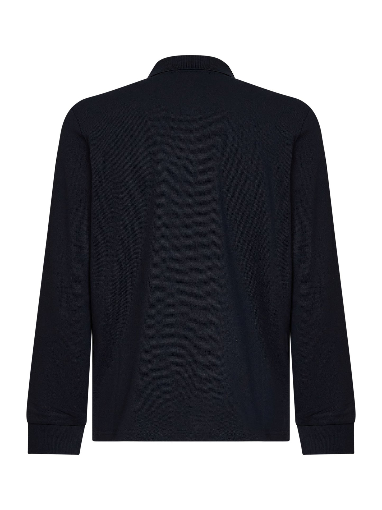 Moncler Men Blue Cotton Piqué Long-Sleeved Polo Shirt With Logo MONCLER
