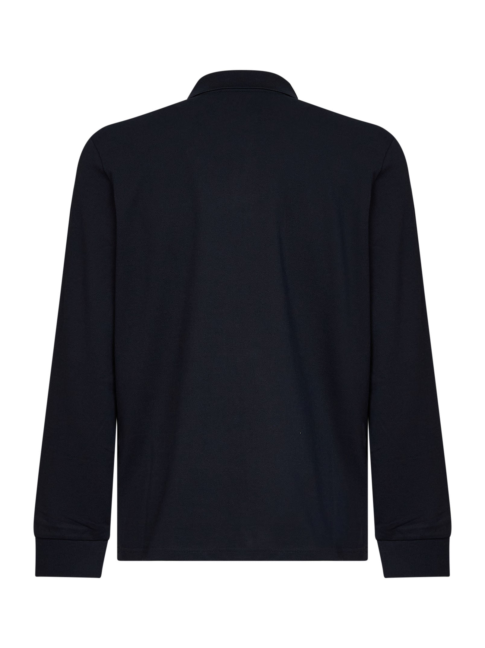 Moncler Men Blue Cotton Piqué Long-Sleeved Polo Shirt With Logo MONCLER