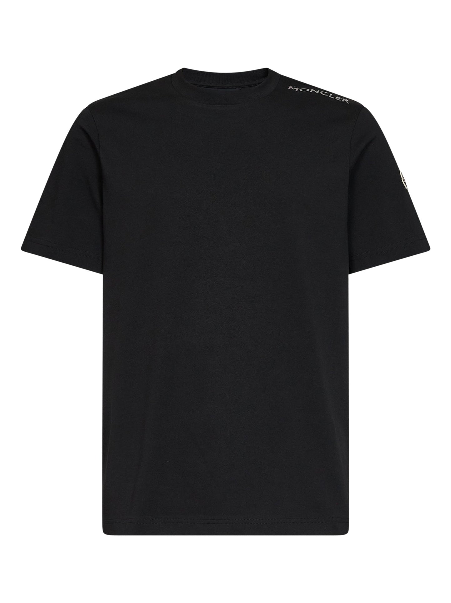 Moncler Men Black Cotton Jersey Crewneck T-Shirt With Logo MONCLER