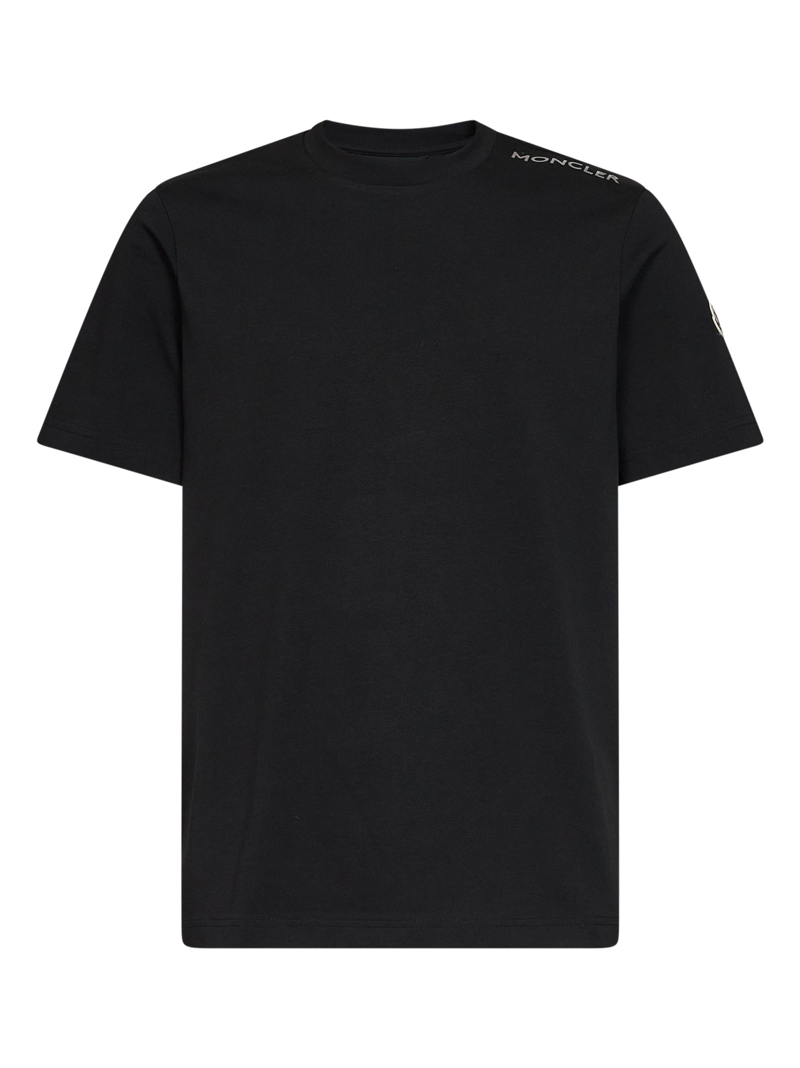 Moncler Men Black Cotton Jersey Crewneck T-Shirt With Logo MONCLER