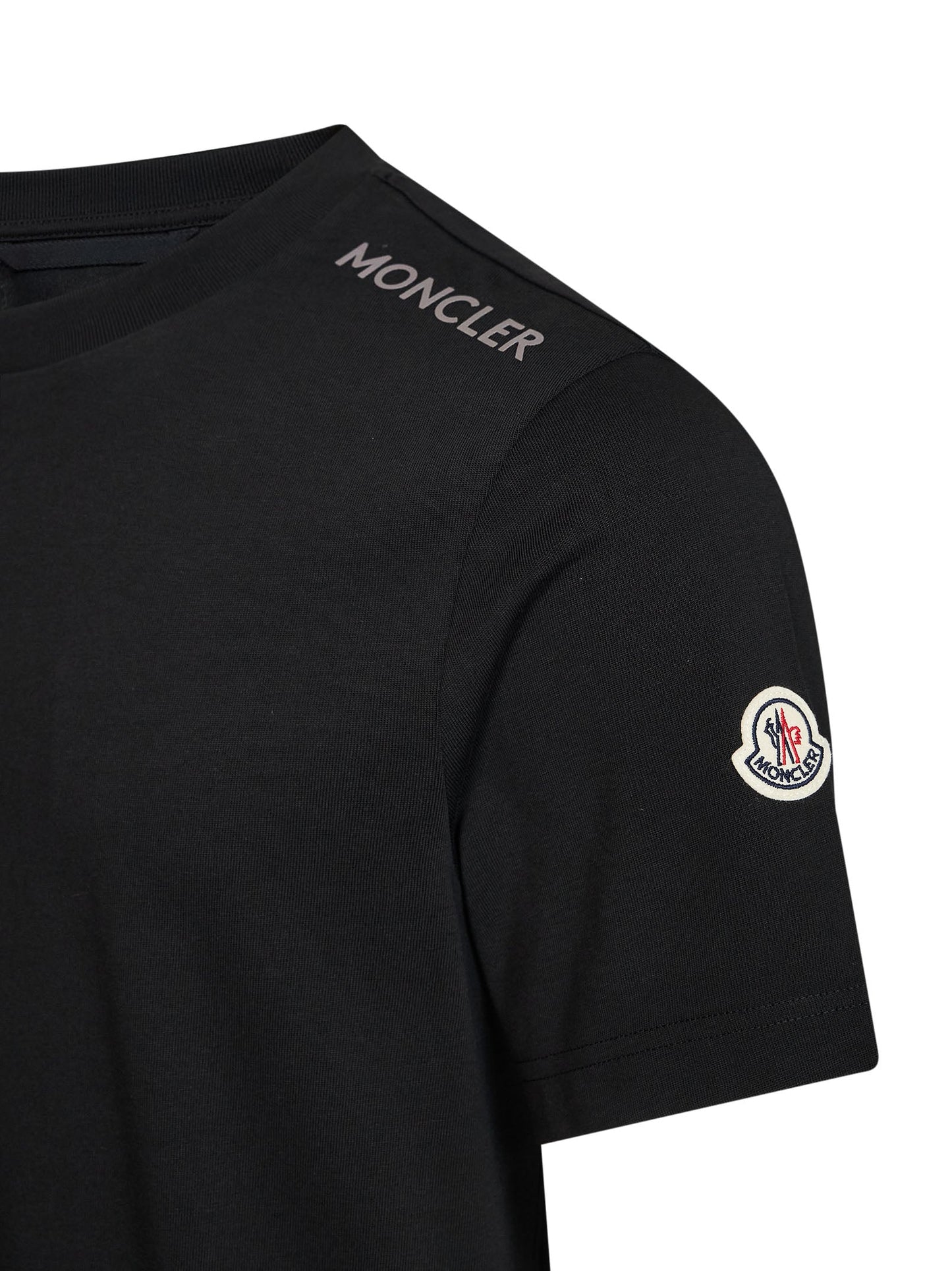 Moncler Men Black Cotton Jersey Crewneck T-Shirt With Logo MONCLER