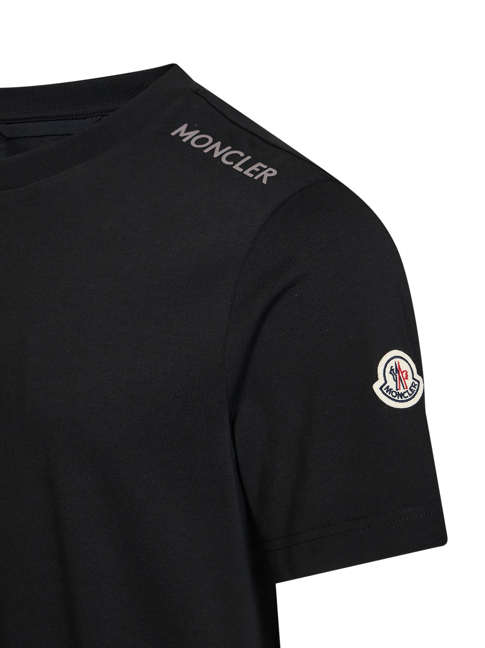 Moncler Men Black Cotton Jersey Crewneck T-Shirt With Logo MONCLER