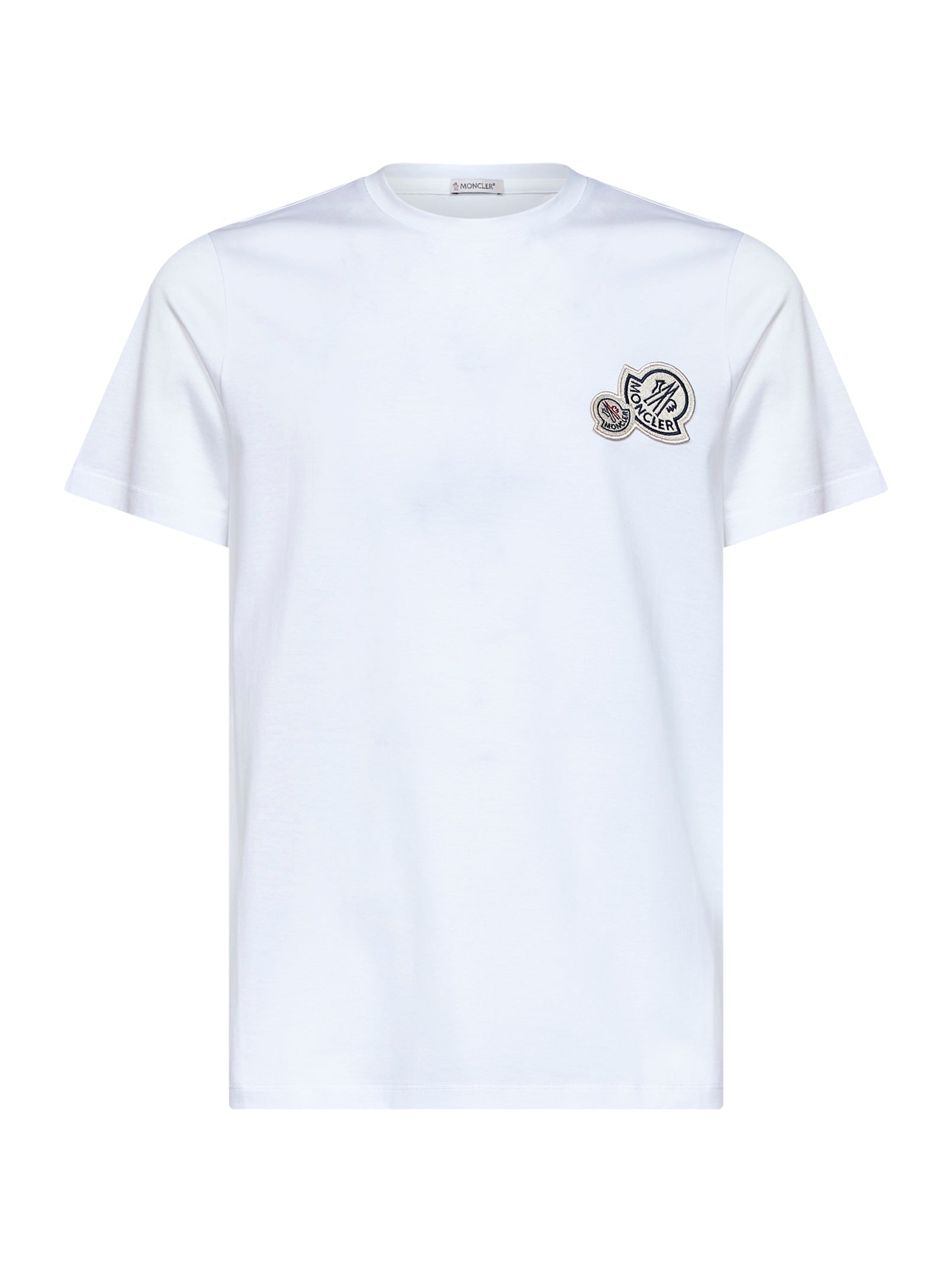 Moncler Men White Cotton Jersey T-Shirt With Double Logo Patch MONCLER