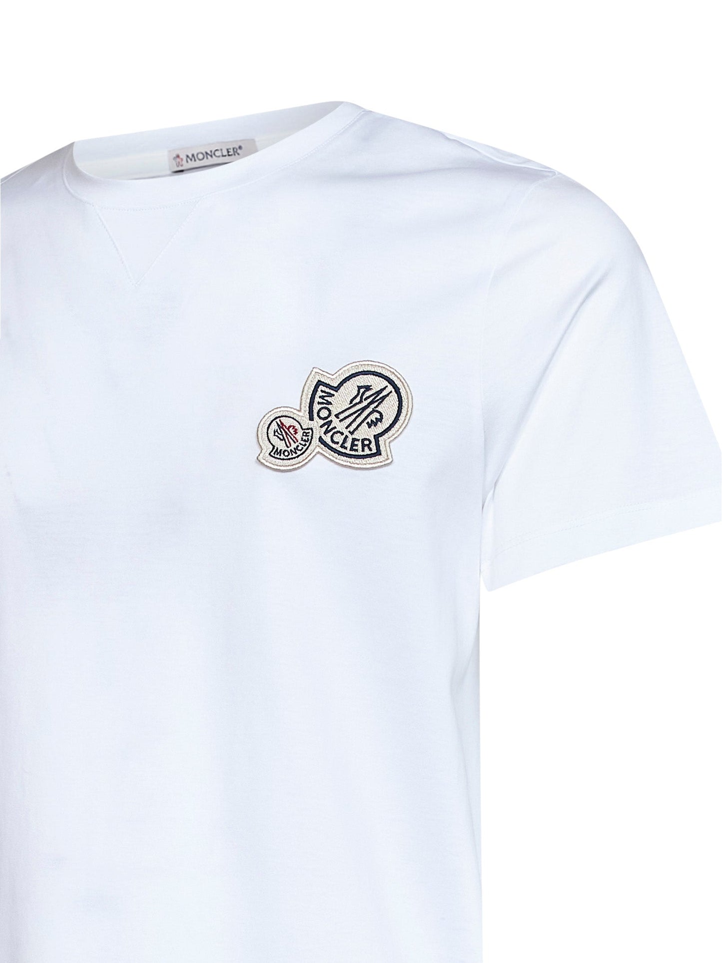 Moncler Men White Cotton Jersey T-Shirt With Double Logo Patch MONCLER