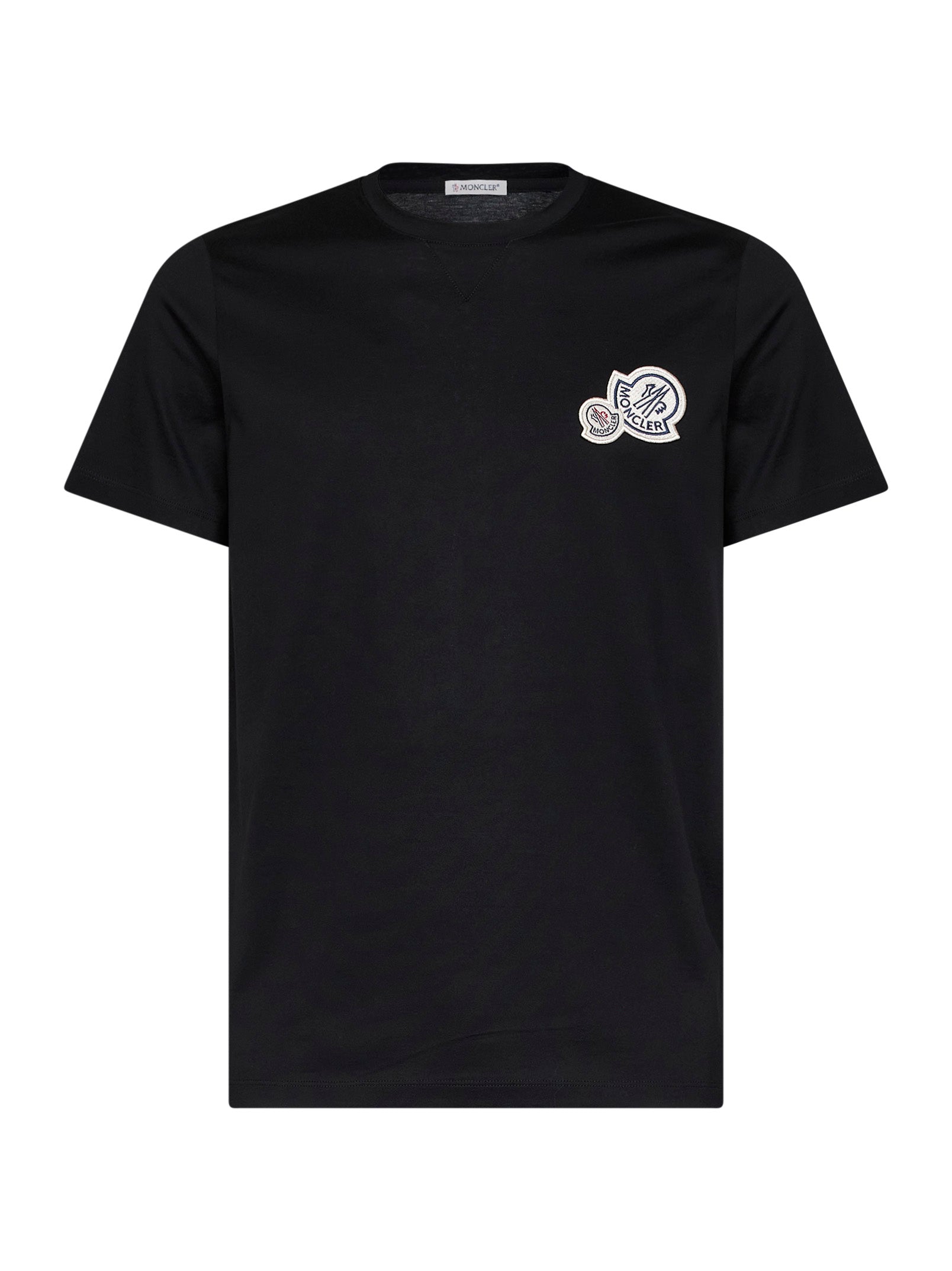 Moncler Men Black Cotton Jersey T-Shirt With Double Logo Patch MONCLER