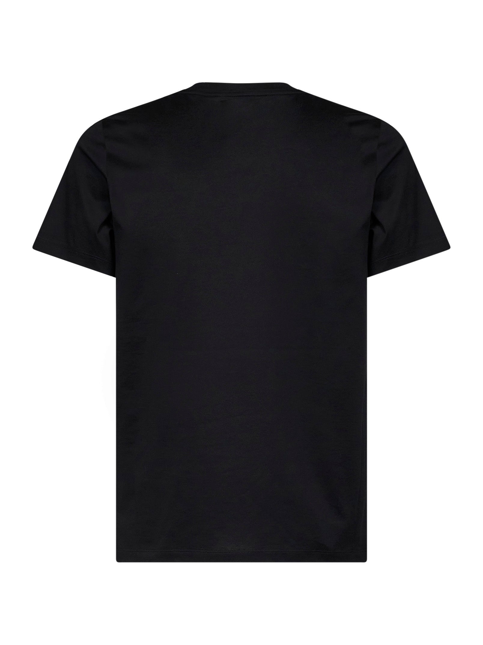 Moncler Men Black Cotton Jersey T-Shirt With Double Logo Patch MONCLER