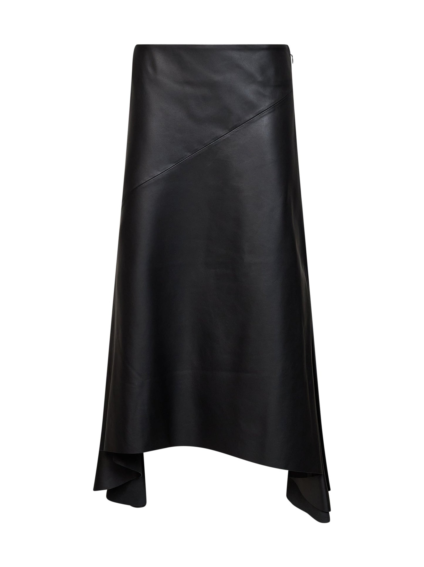 Mugler Women Black Nappa Leather Asymmetric Skirt MUGLER