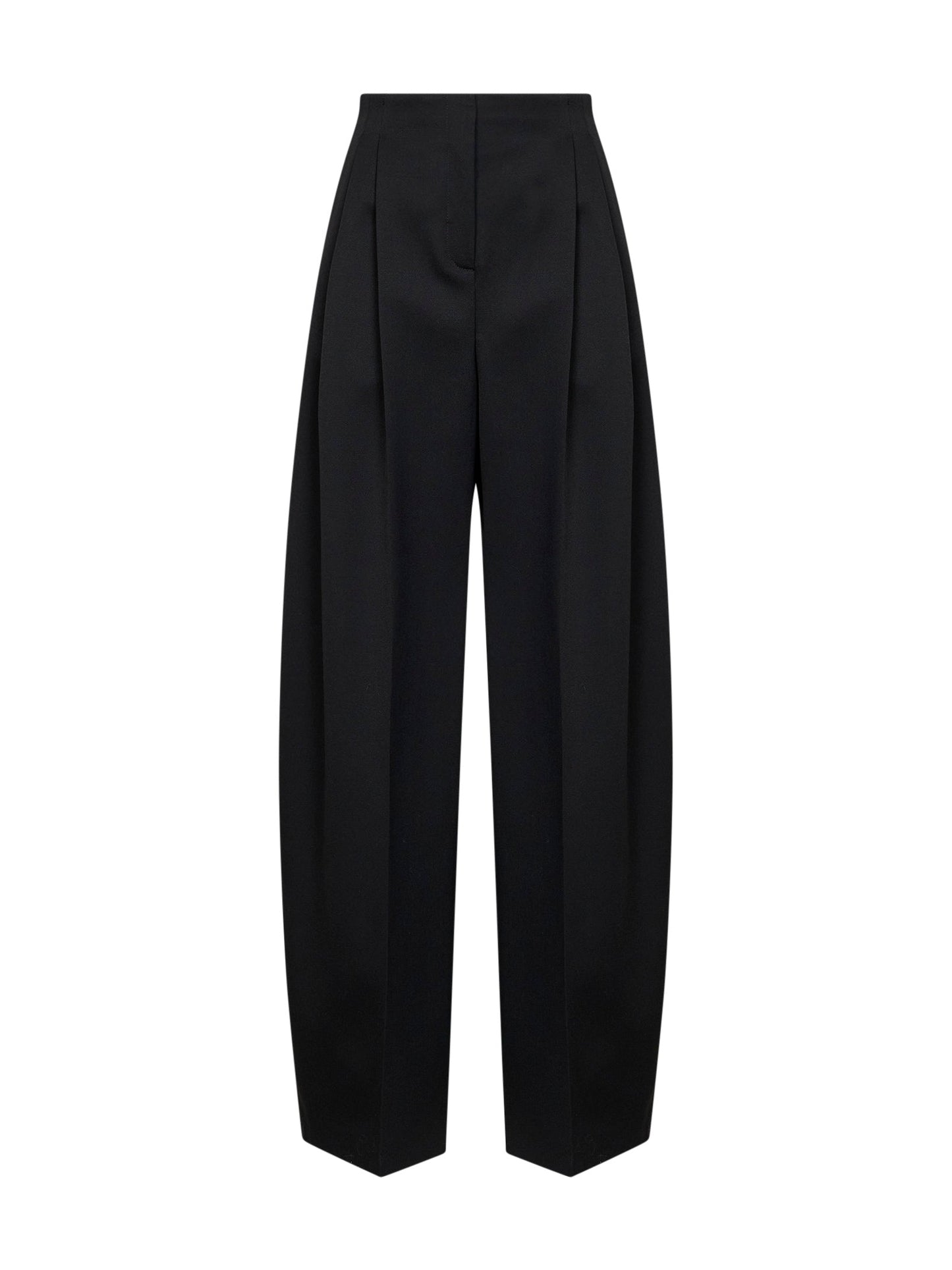 Mugler Women Black Wool Wide Leg Pleated Trousers MUGLER