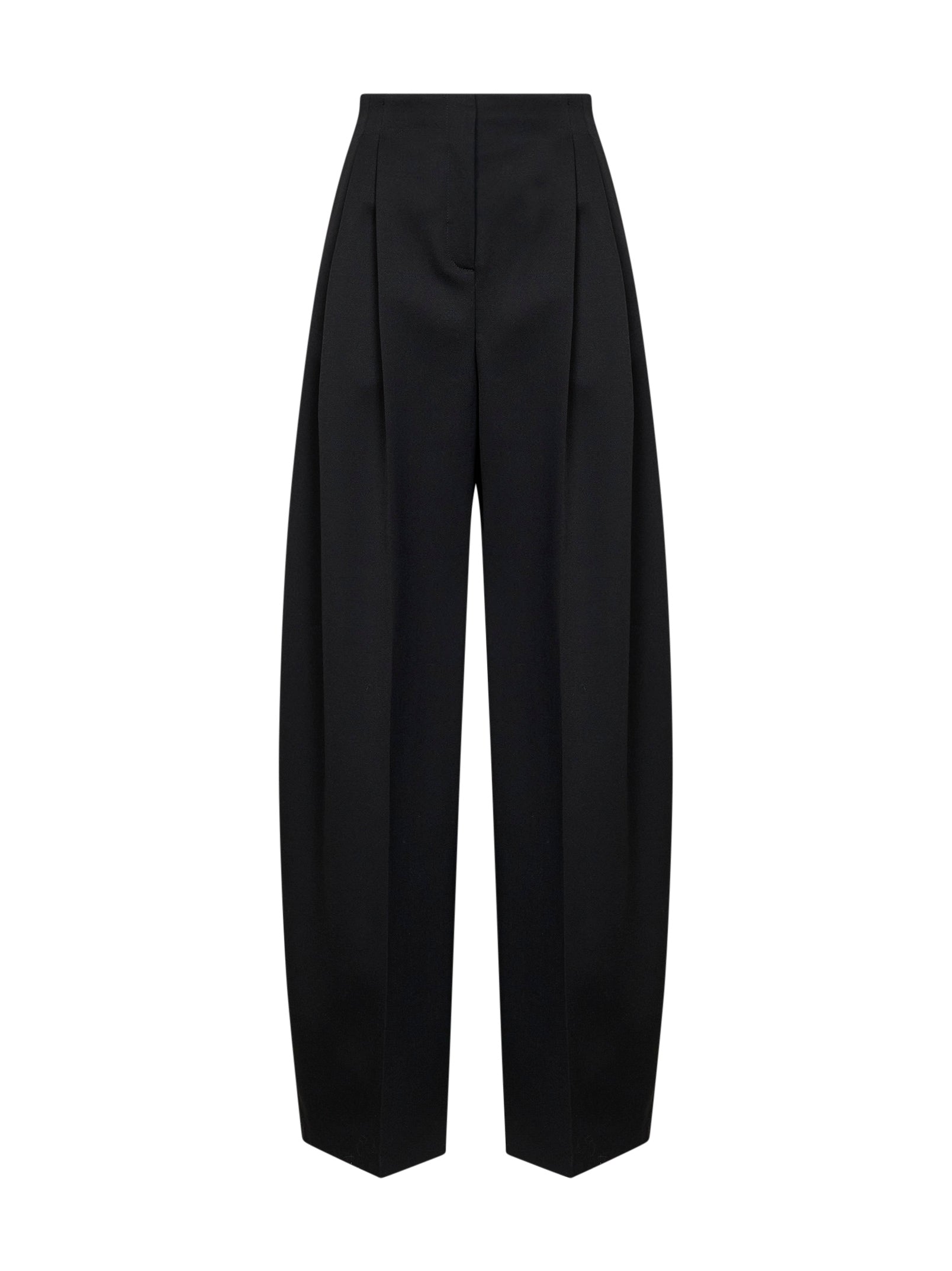 Mugler Women Black Wool Wide Leg Pleated Trousers MUGLER
