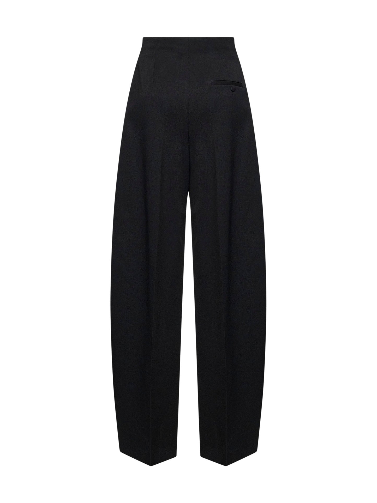 Mugler Women Black Wool Wide Leg Pleated Trousers MUGLER