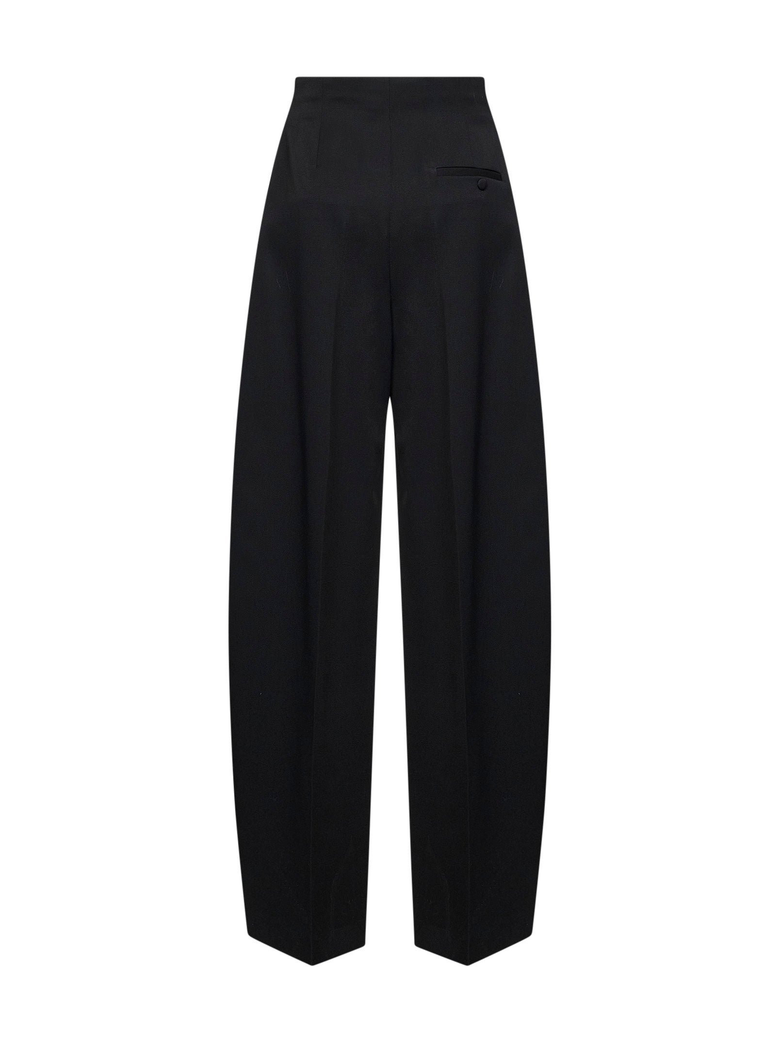 Mugler Women Black Wool Wide Leg Pleated Trousers MUGLER