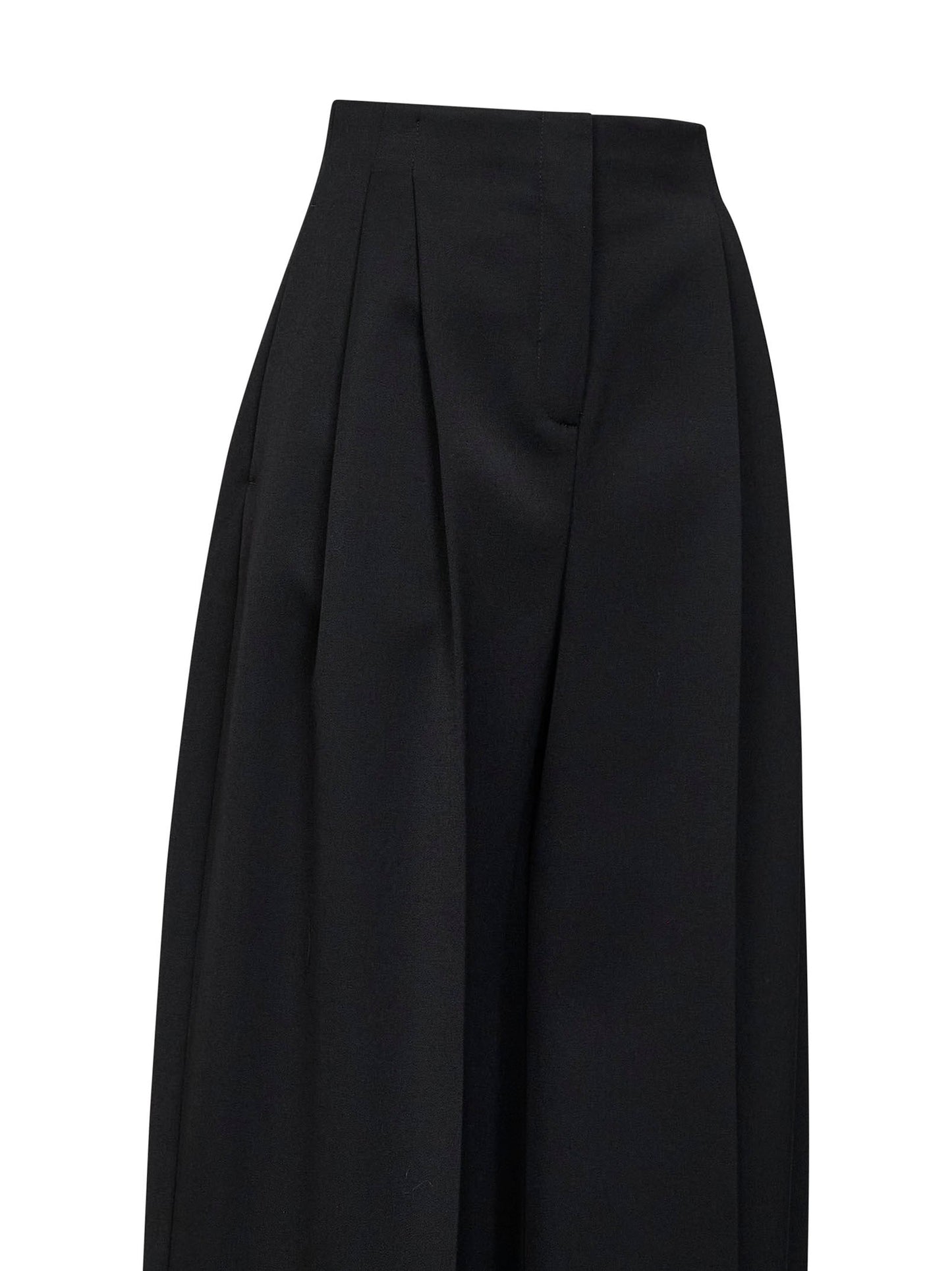 Mugler Women Black Wool Wide Leg Pleated Trousers MUGLER