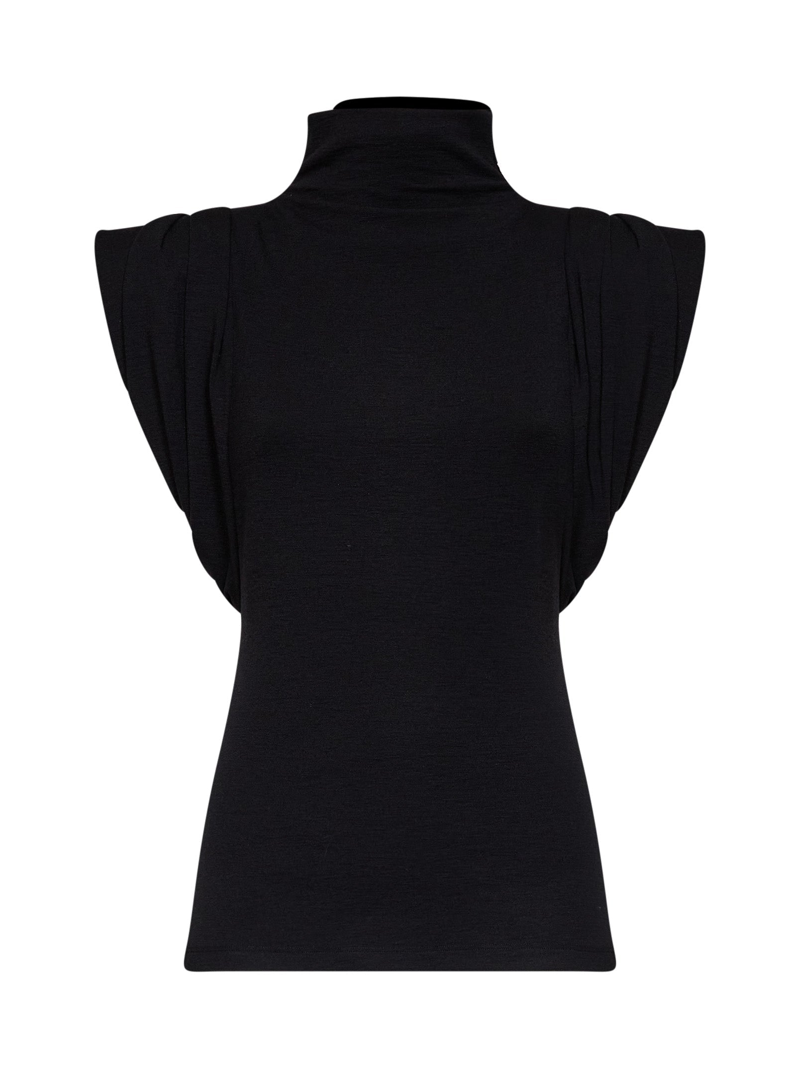 Mugler Women Black Jersey Draped Sleeveless Top MUGLER