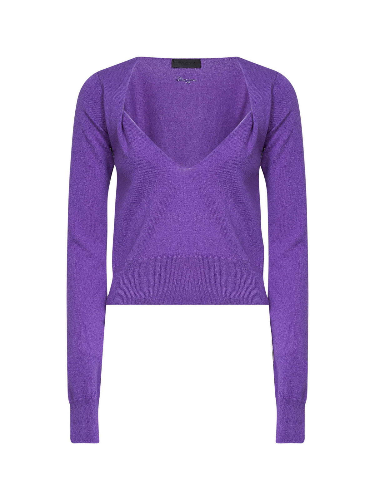 Mugler Women Purple Cashmere Knit V-Neck Top MUGLER