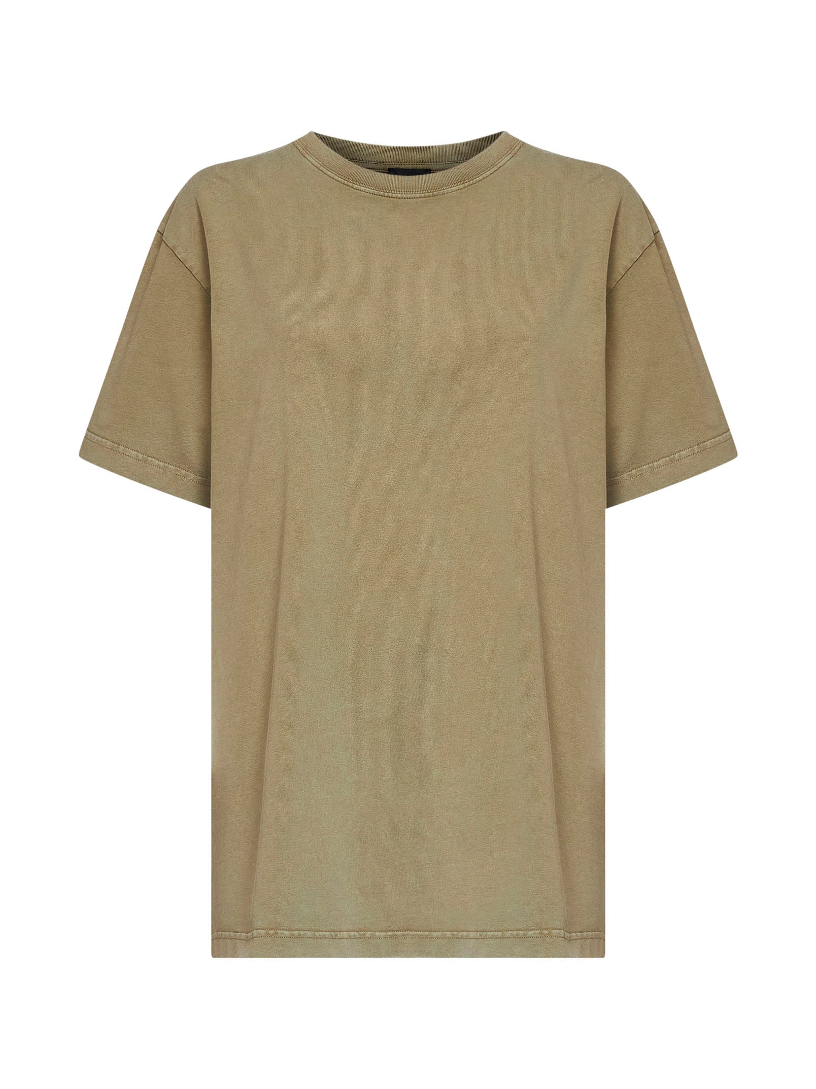 Mugler Women Khaki Cotton Jersey Logo T-Shirt MUGLER