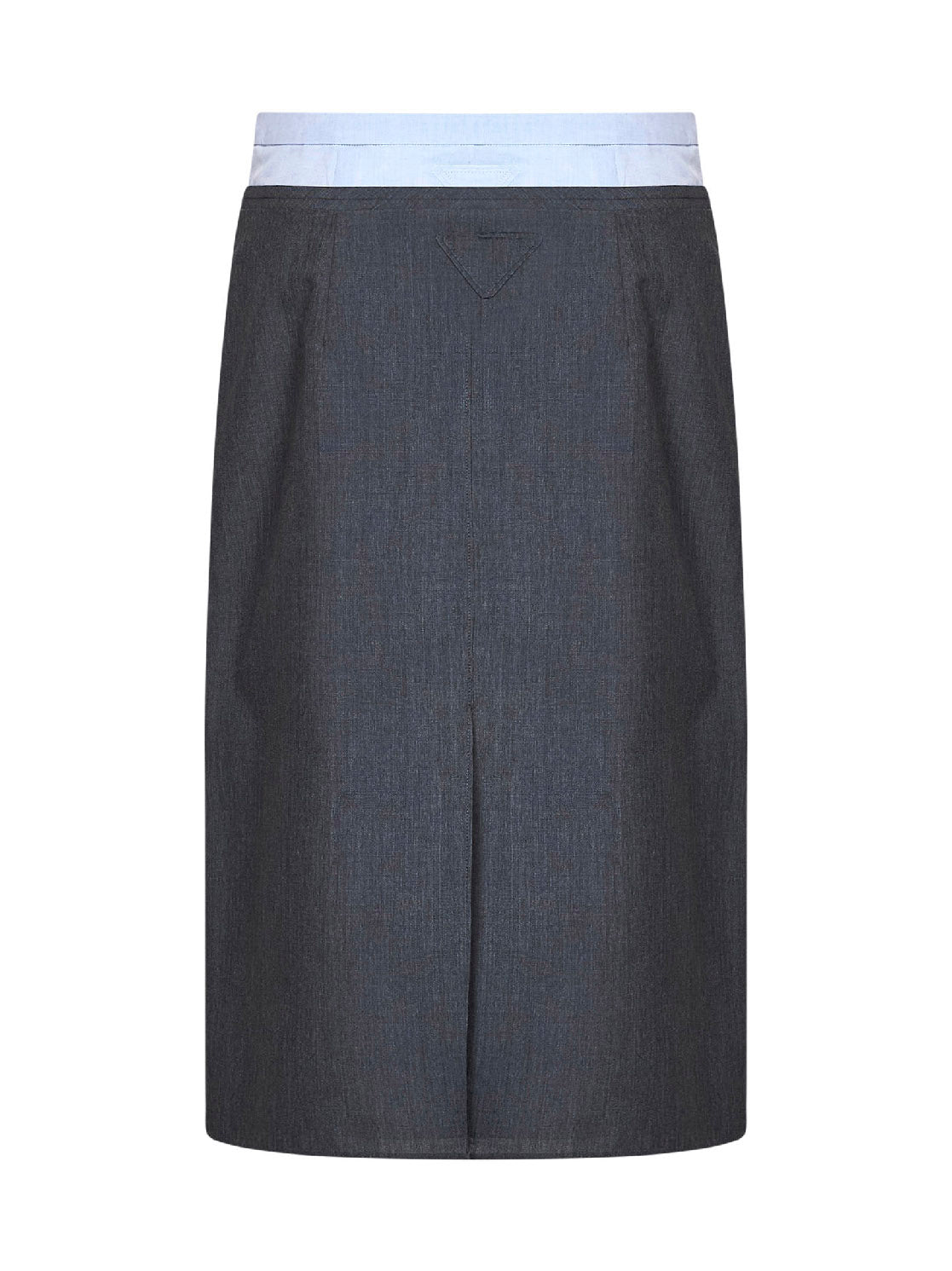 Prada Abbigliamento Women Slate Wool And Mohair Midi Skirt With Shirt-Style Insert PRADA