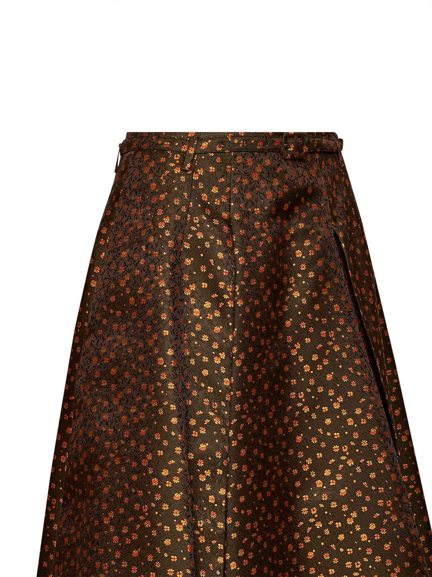 Prada Abbigliamento Women Military Floral Jacquard Belted Midi Skirt PRADA