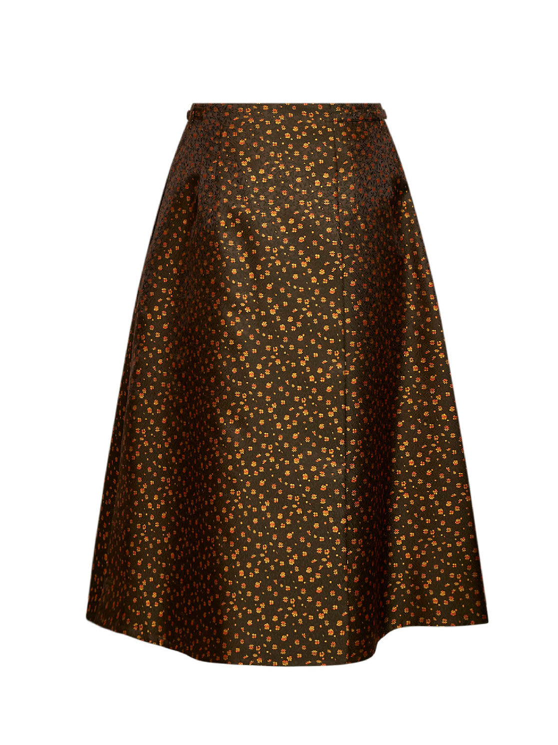 Prada Abbigliamento Women Military Floral Jacquard Belted Midi Skirt PRADA