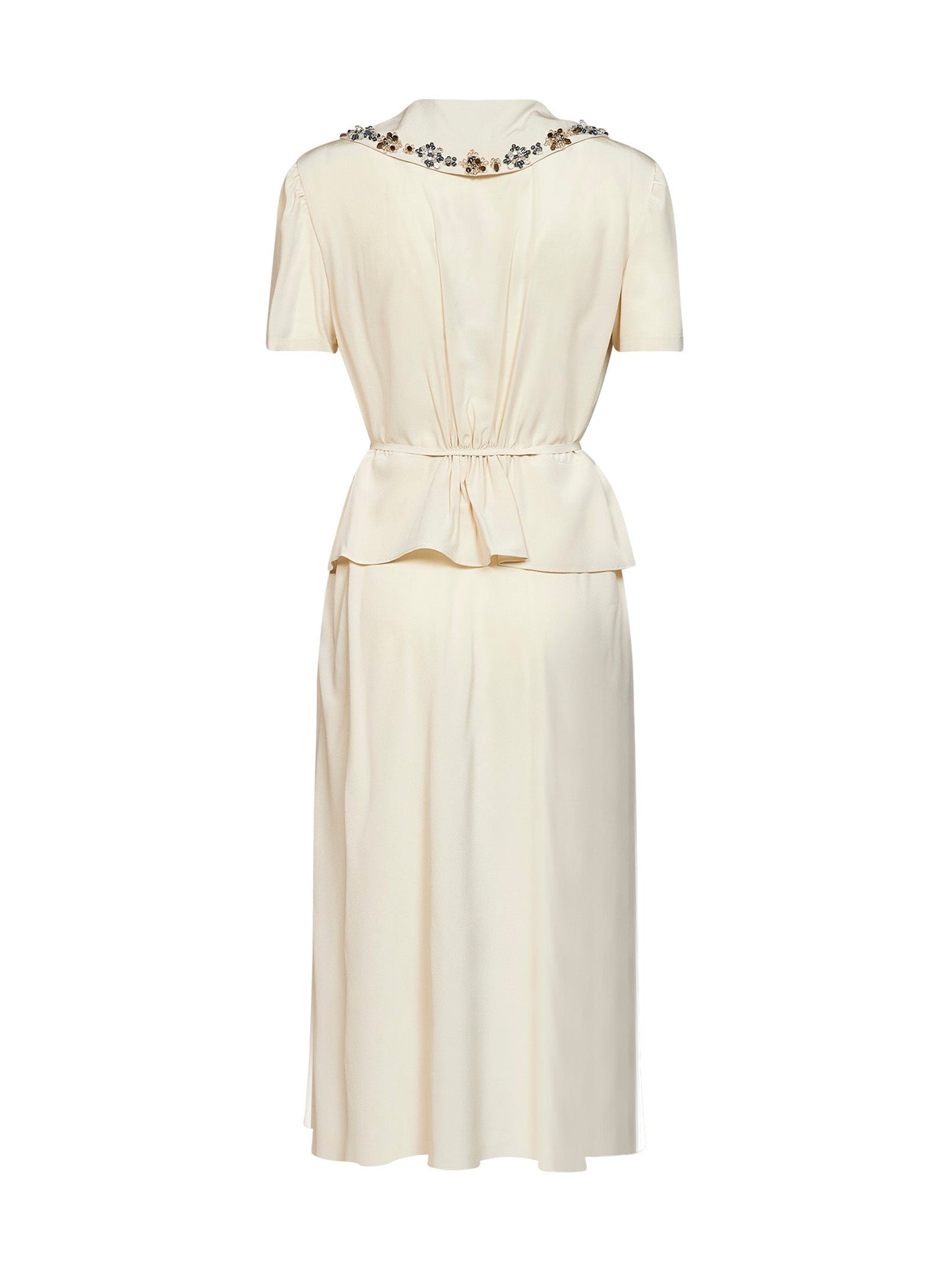 Prada Abbigliamento Women Natural Marocain Embroidered Midi Dress PRADA