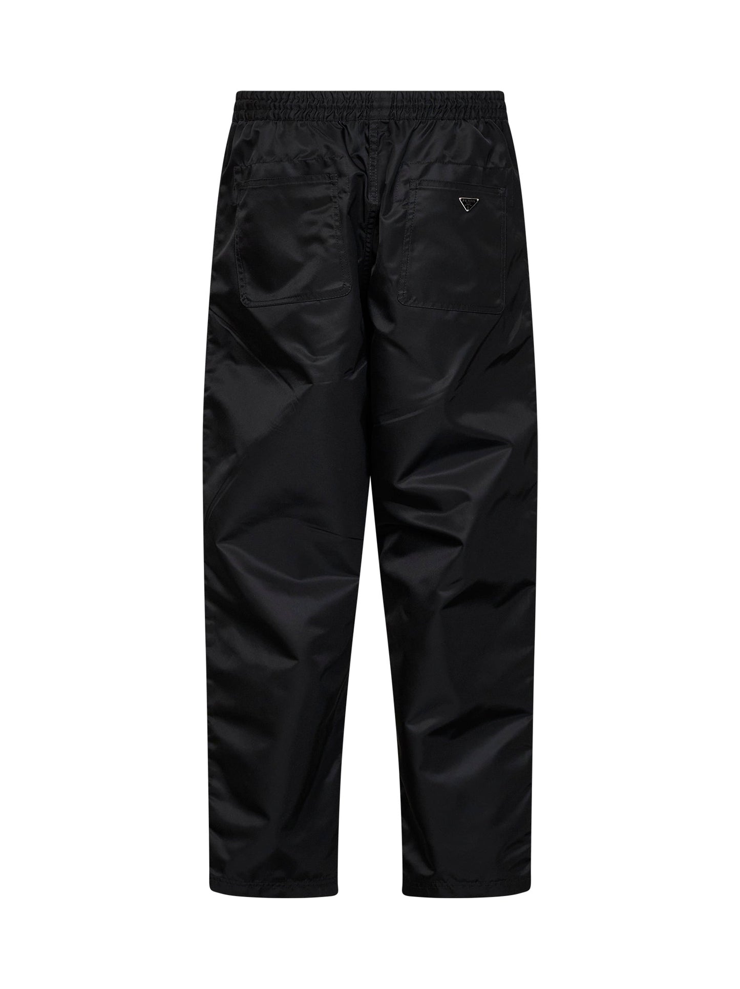 Prada Abbigliamento Men Black Re-Nylon Trousers With Elasticated Waistband PRADA