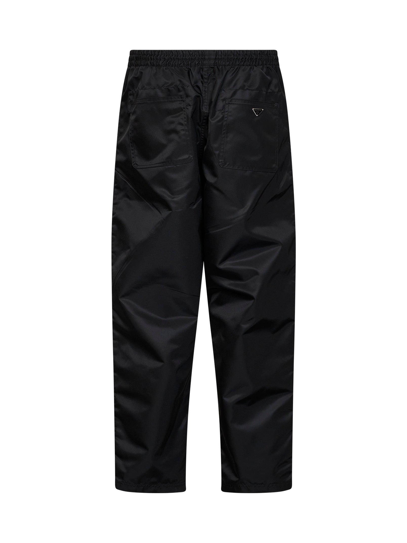 Prada Abbigliamento Men Black Re-Nylon Trousers With Elasticated Waistband PRADA