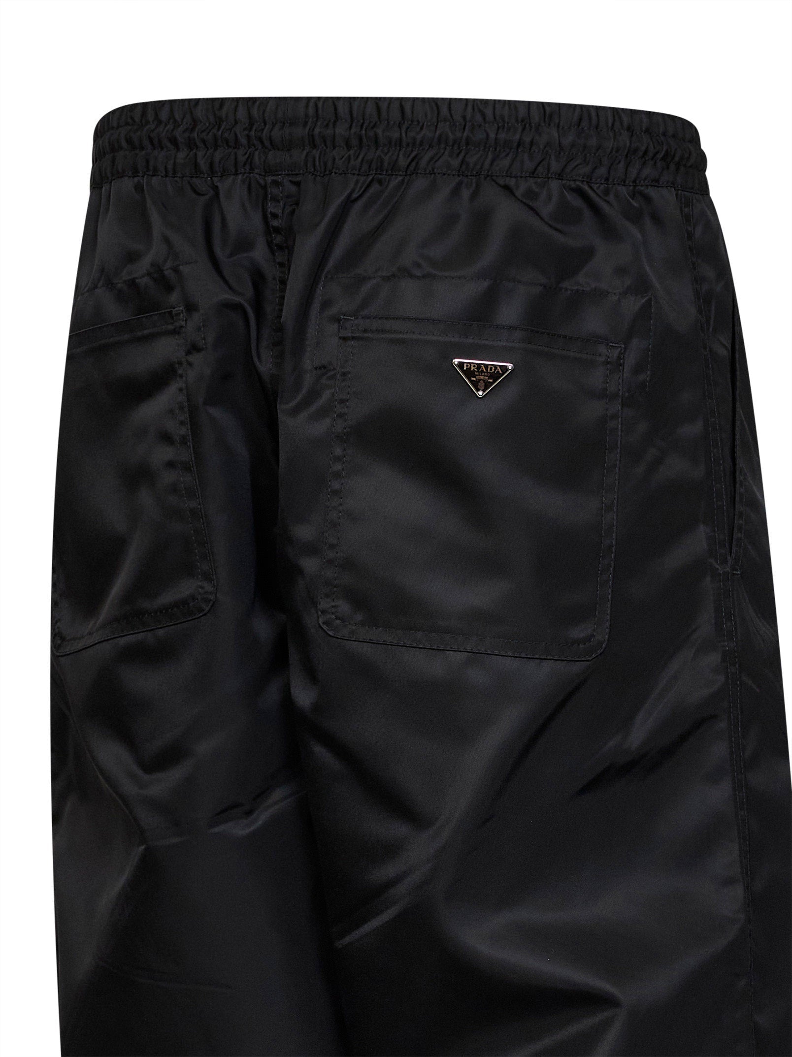 Prada Abbigliamento Men Black Re-Nylon Trousers With Elasticated Waistband PRADA