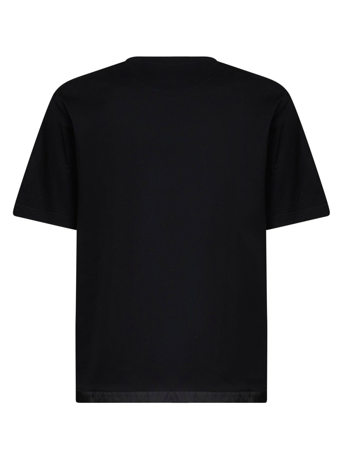Prada Abbigliamento Men Black Jersey And Re-Nylon Crewneck T-Shirt PRADA