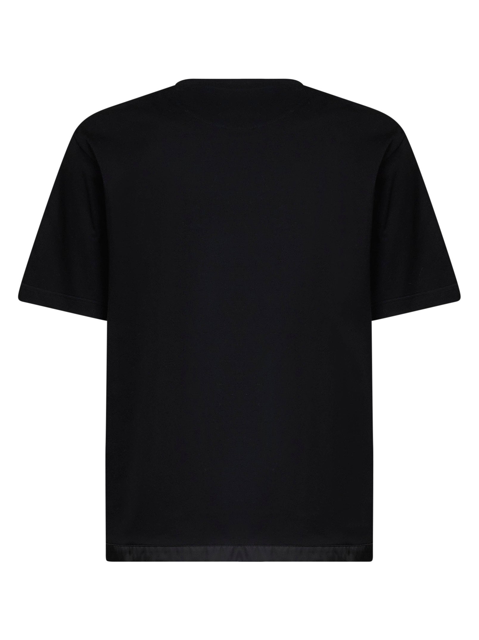 Prada Abbigliamento Men Black Jersey And Re-Nylon Crewneck T-Shirt PRADA