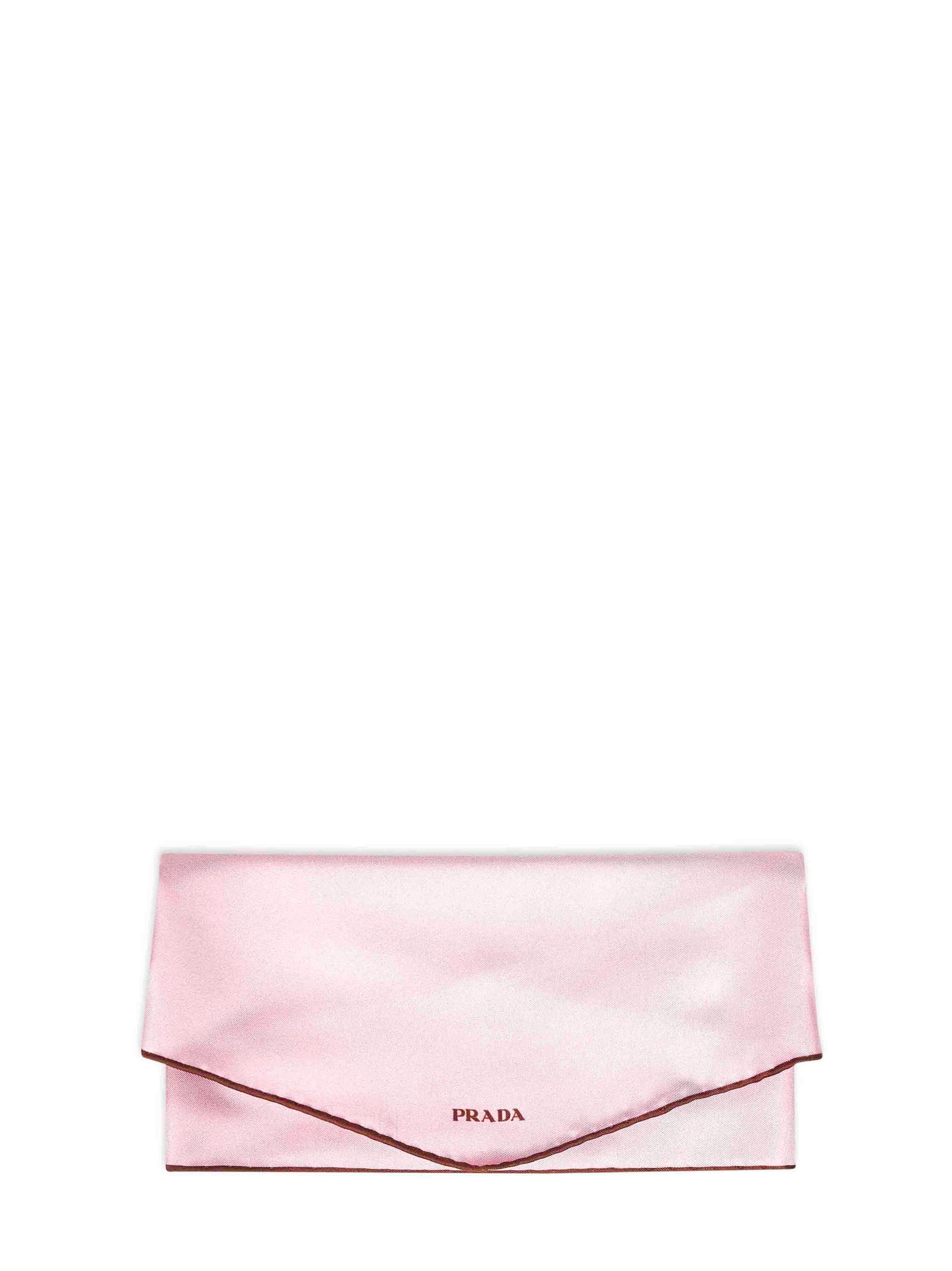 Prada Accessori Pelletteria Women Heather Pink Printed Silk Twill Scarf PRADA